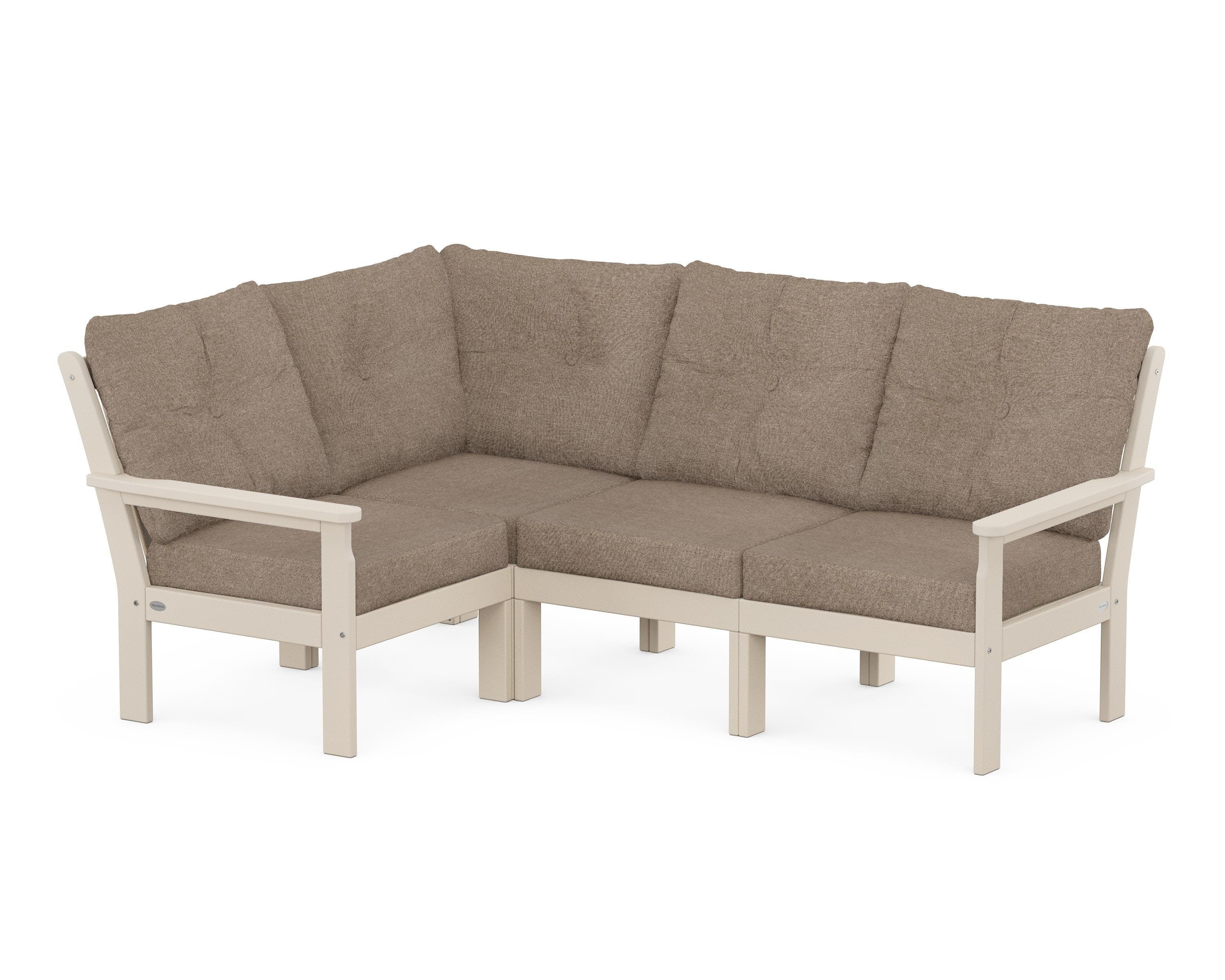 POLYWOOD Vineyard 4-Piece Sectional in Sand / Spiced Burlap