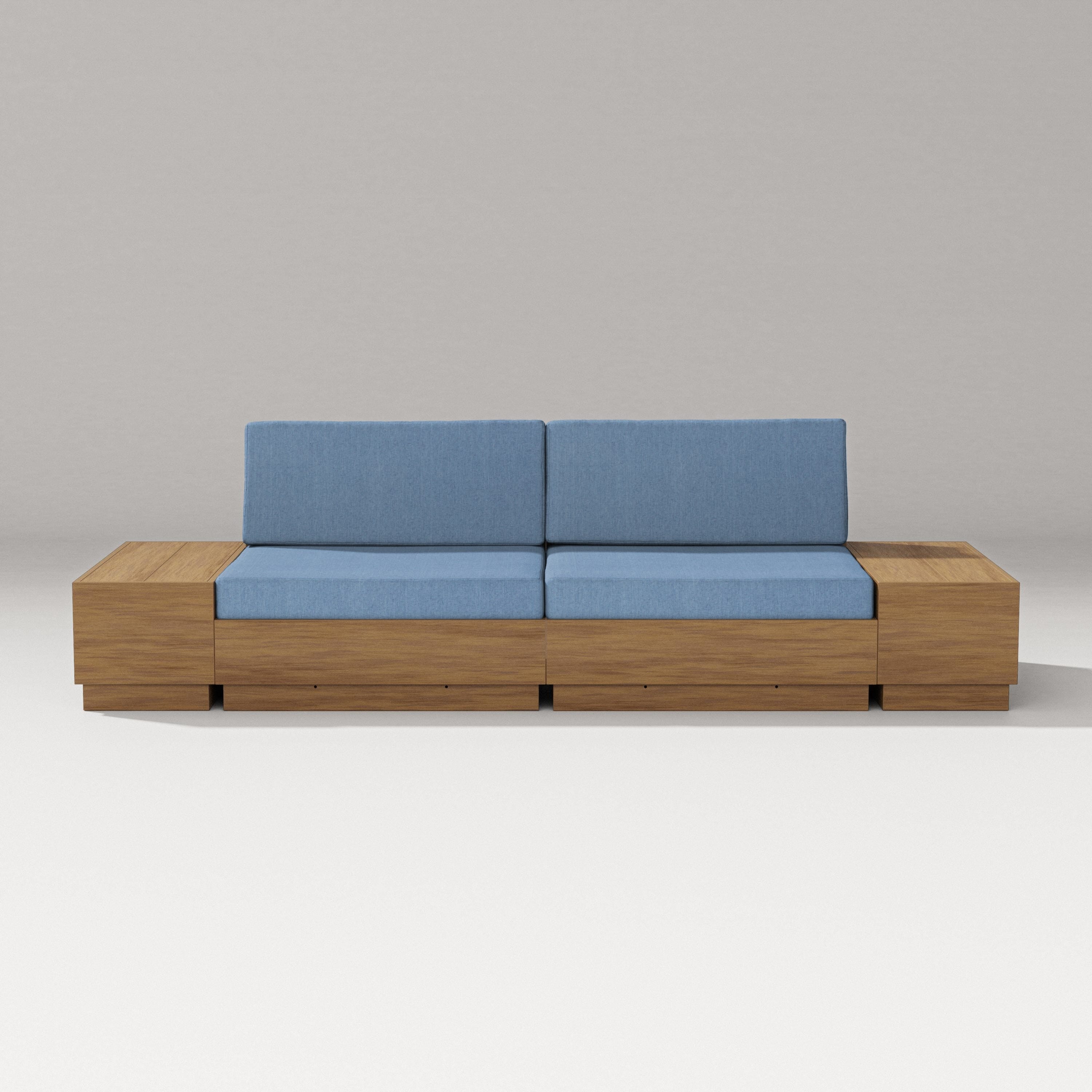 PW Designer Series Elevate 4-Piece Loveseat Sectional in Natural / Sky Blue