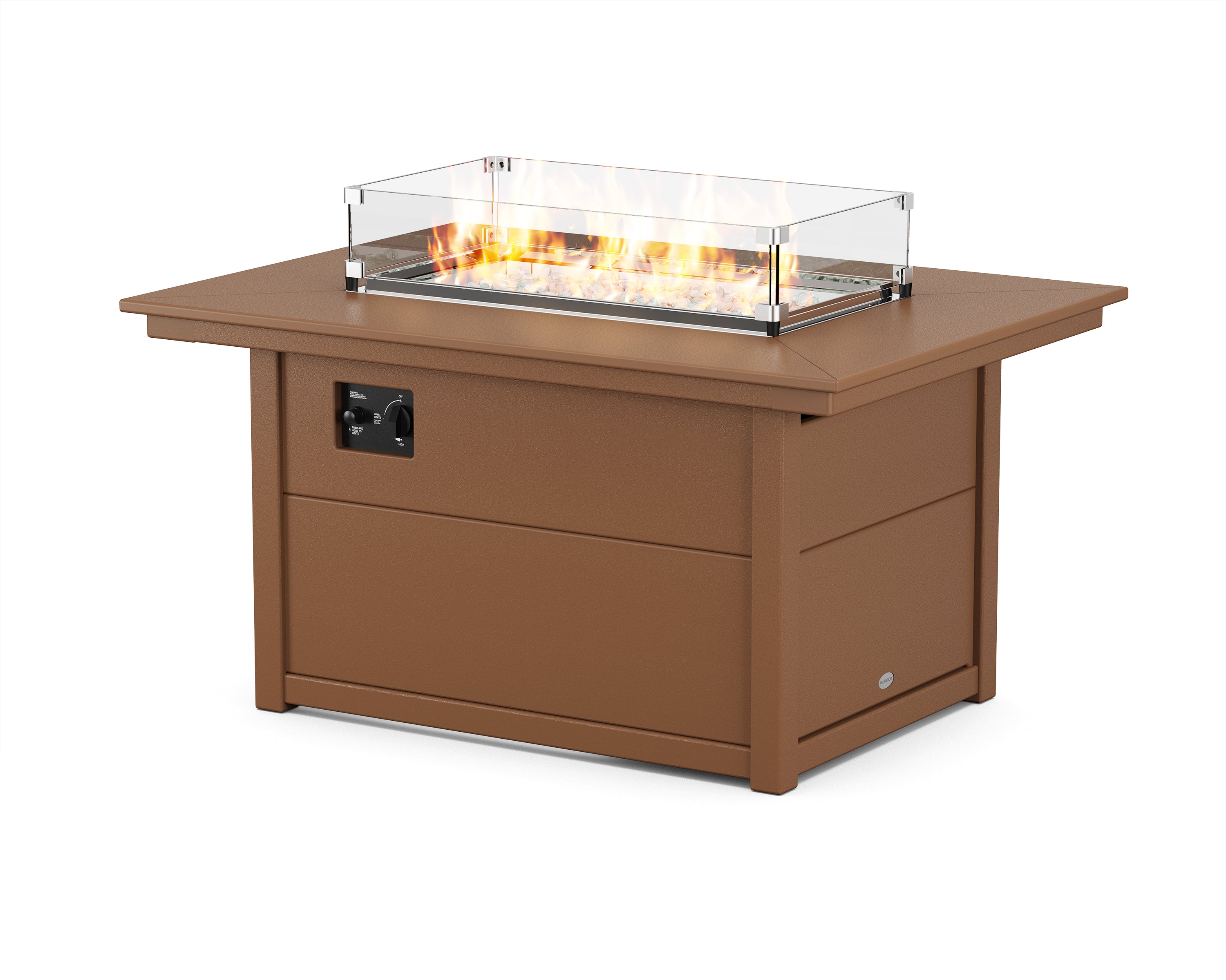 POLYWOOD® Rectangle 34" X 46" Fire Pit Table in Teak