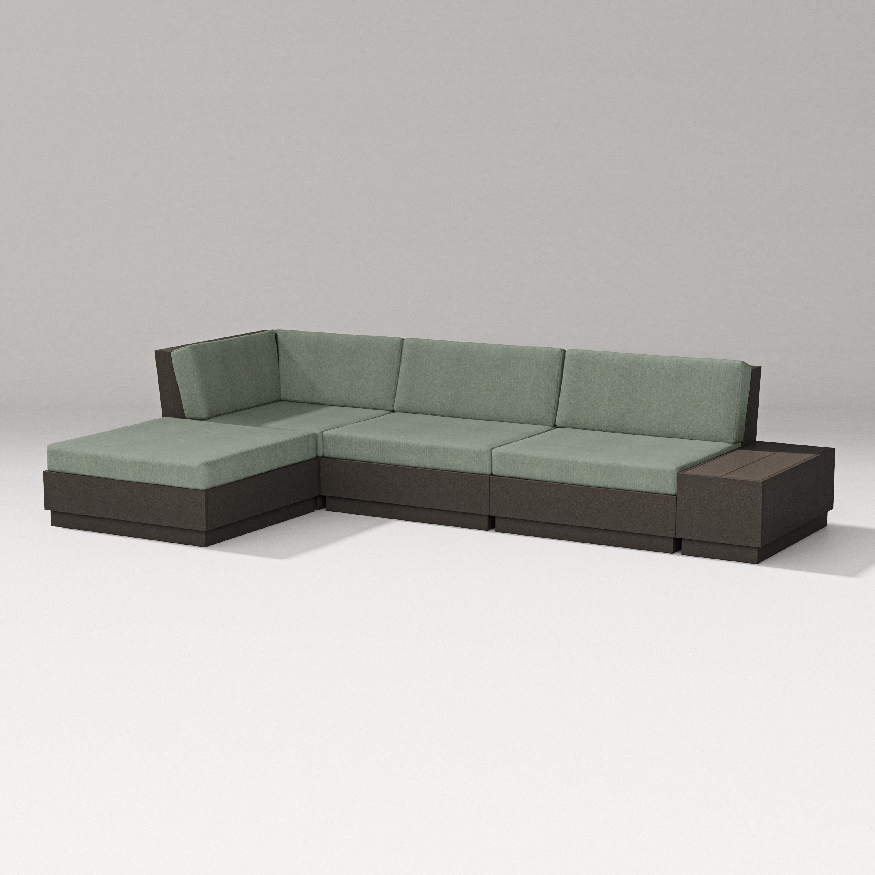 PW Designer Series Elevate Chaise Sectional in Vintage Coffee / Cast Sage