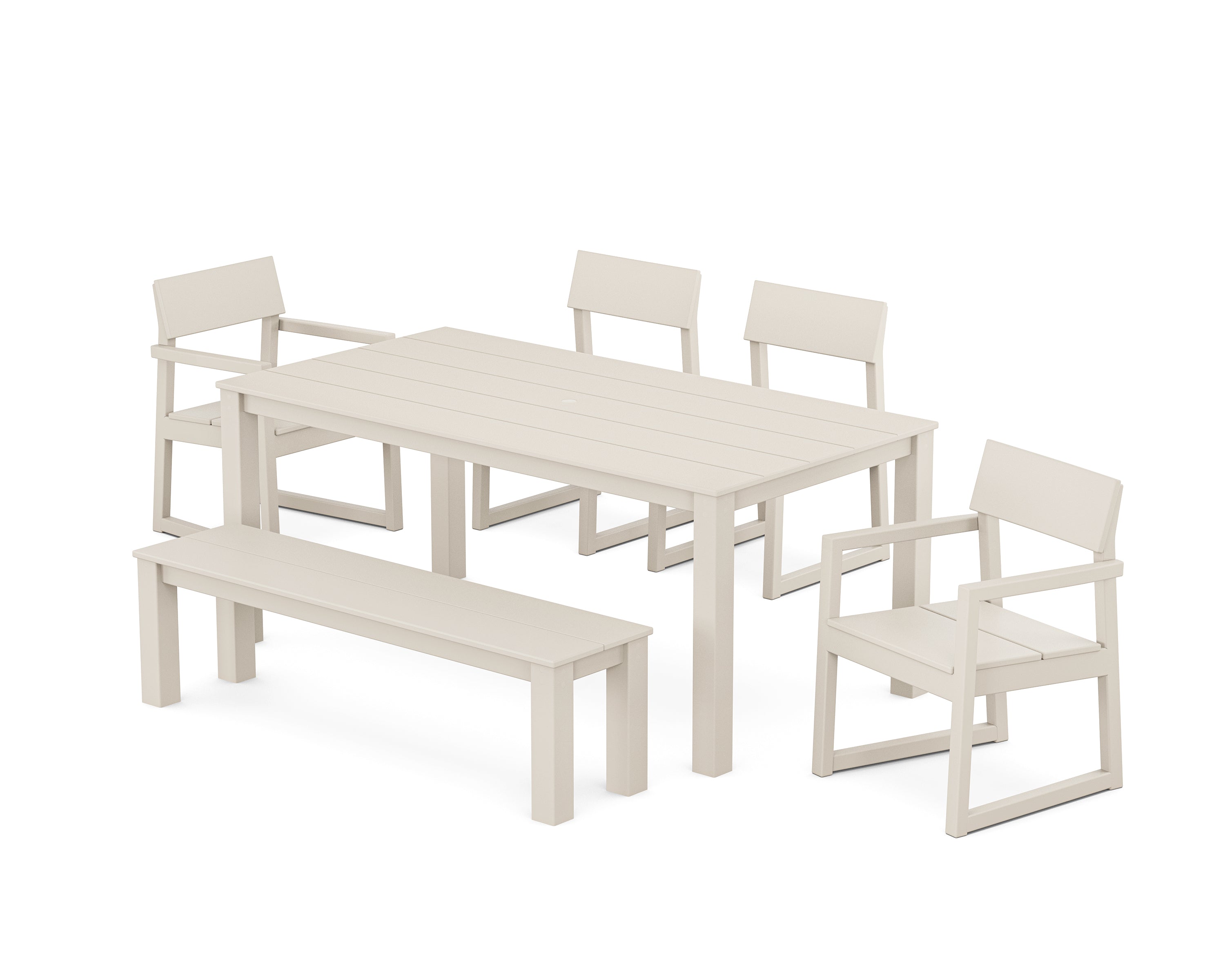 POLYWOOD® EDGE 6-Piece Parsons Dining Set with Bench in Sand