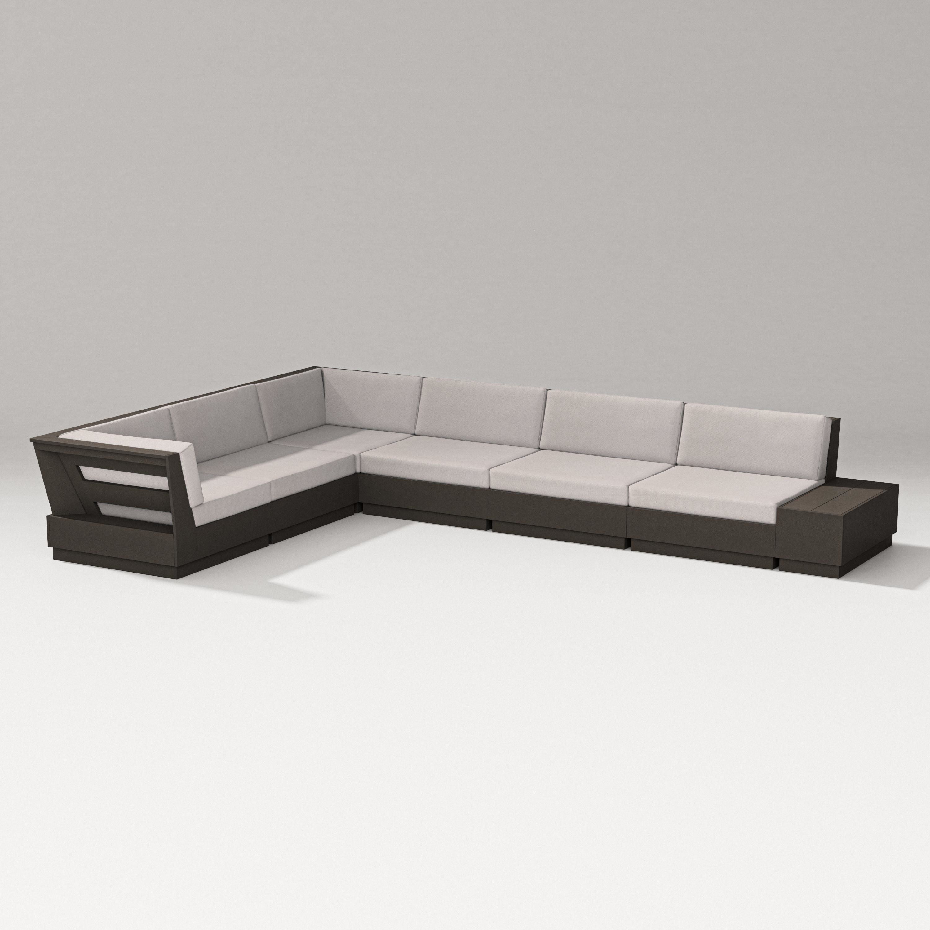 PW Designer Series Elevate 7-Piece Corner Sectional in Vintage Coffee / Dune Burlap