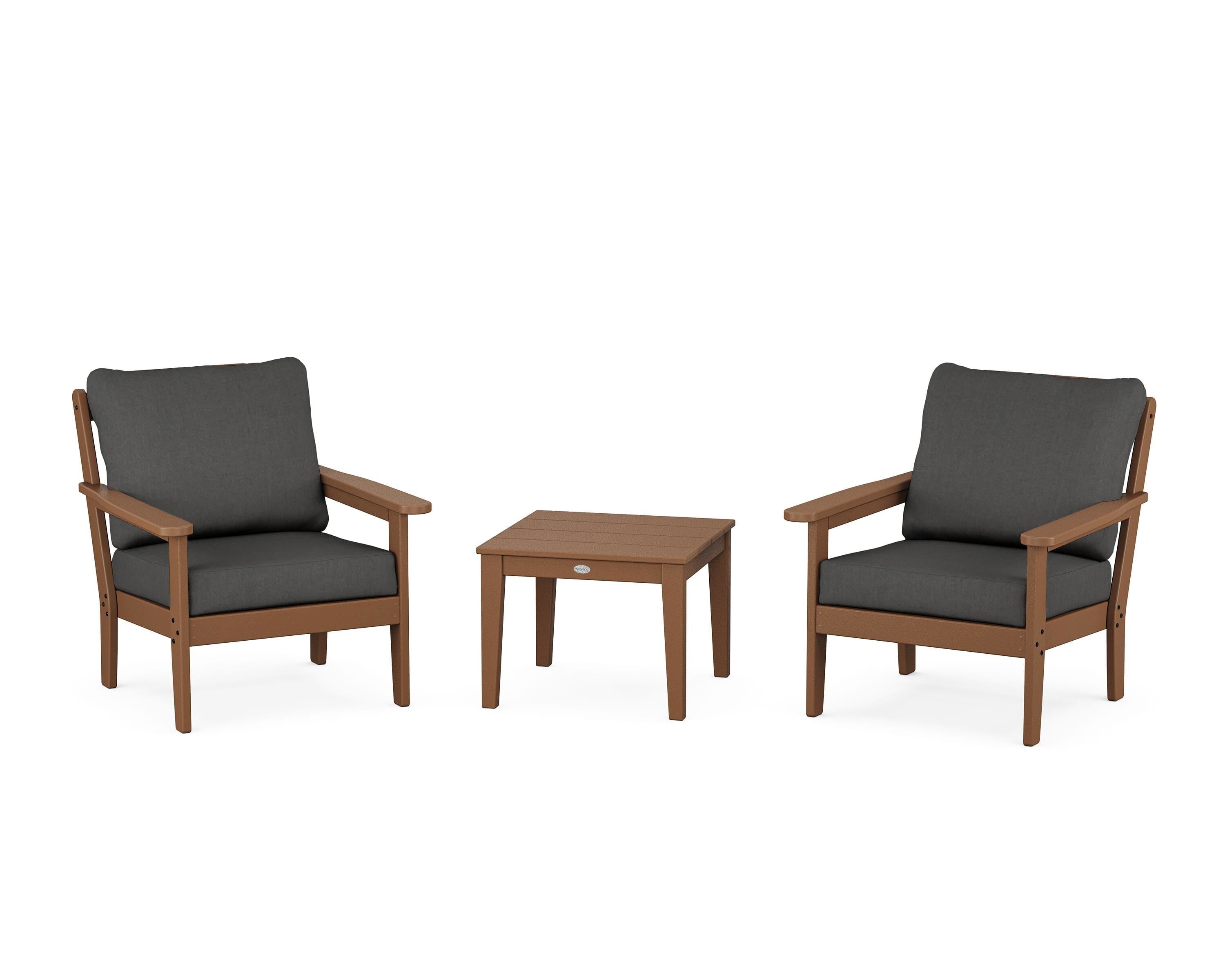Country Living Cottage 3-Piece Deep Seating Set in Teak / Spectrum Carbon