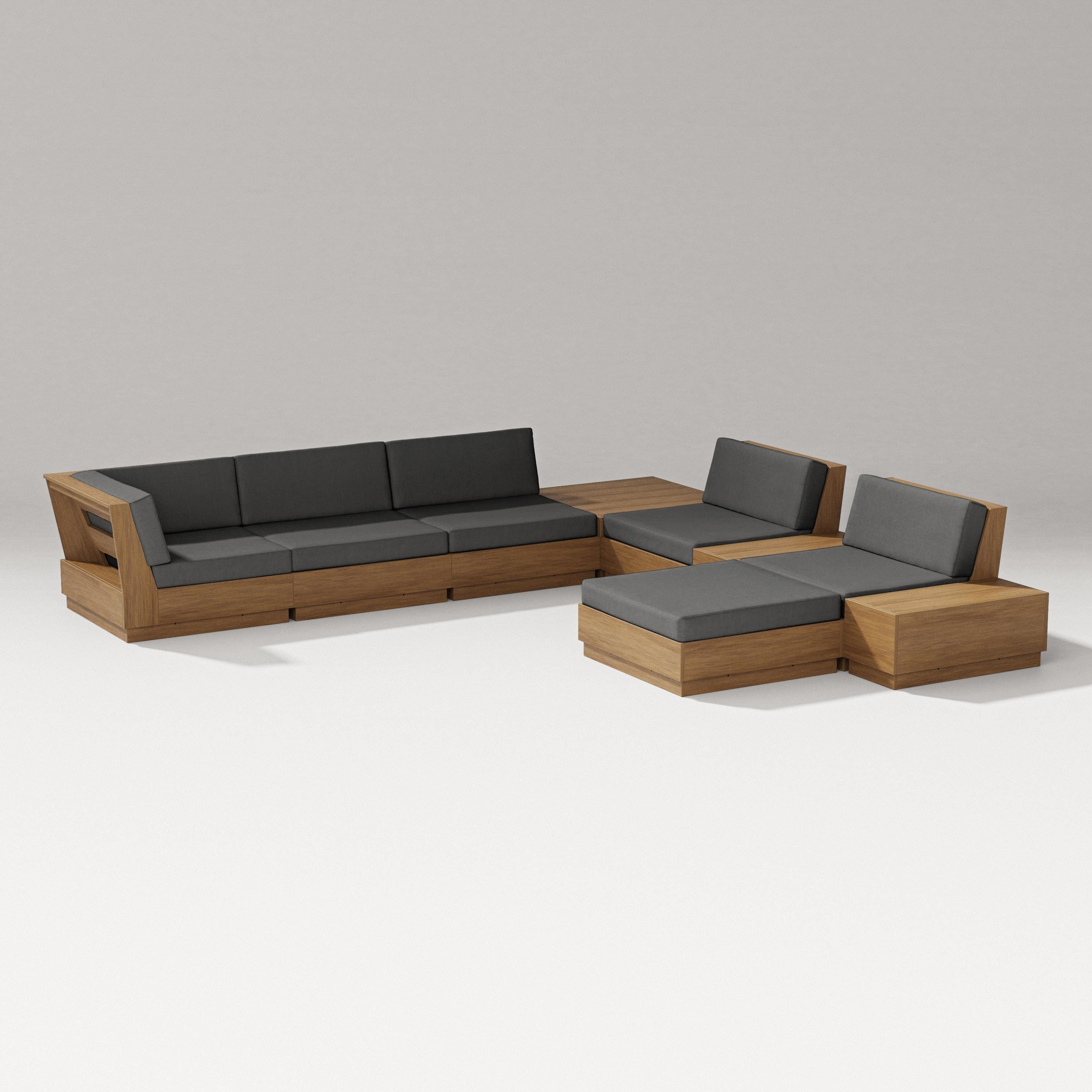 PW Designer Series Elevate 9-Piece Conversation Sectional in Natural / Spectrum Carbon