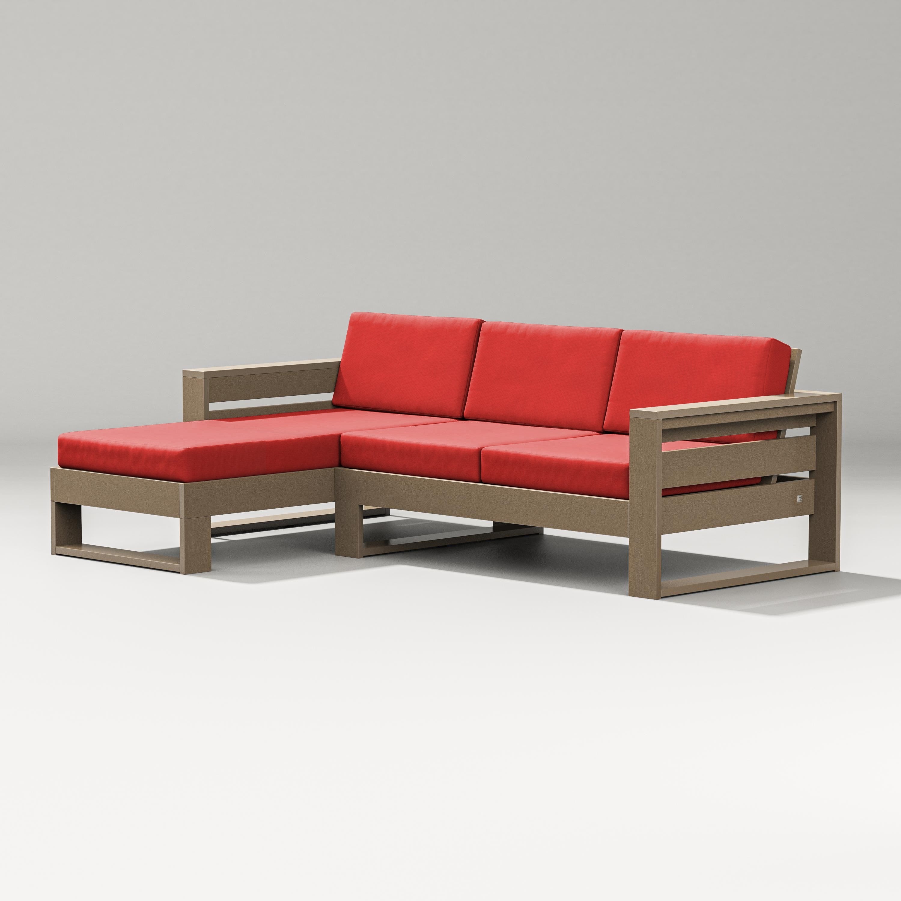 PW Designer Series Latitude Left Chaise Sectional in Vintage Sahara / Crimson Linen