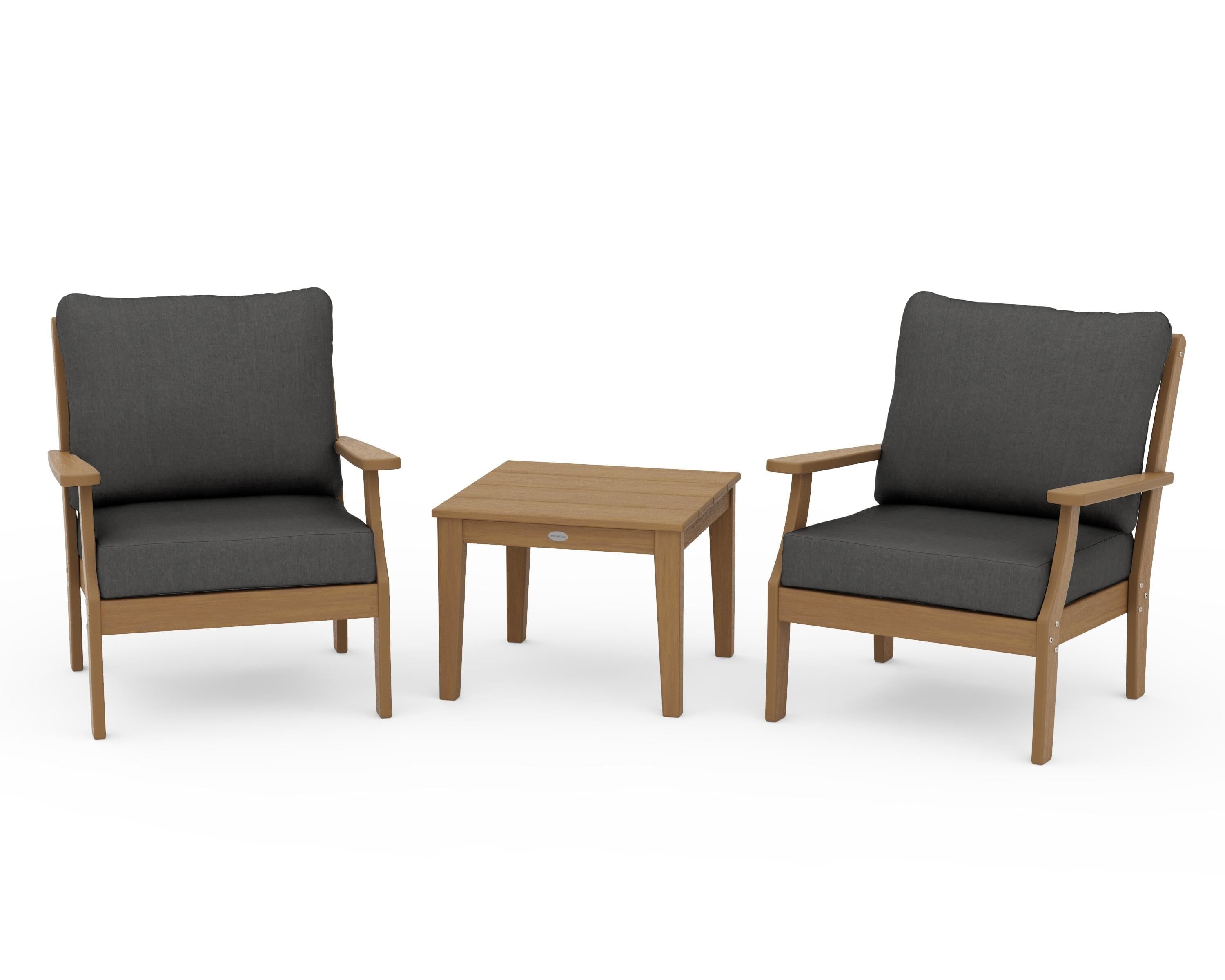 POLYWOOD Braxton 3-Piece Deep Seating Set in Natural / Spectrum Carbon