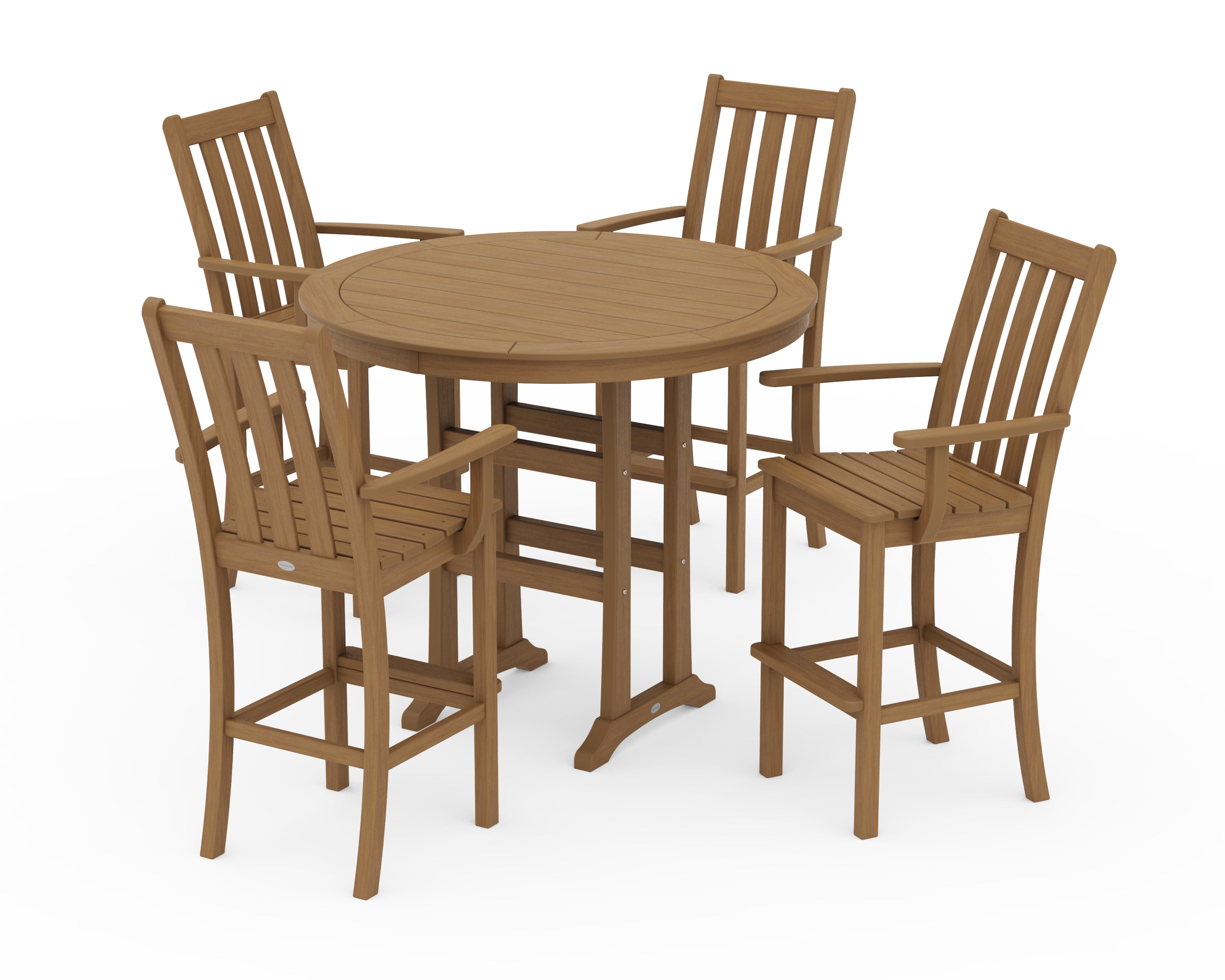 POLYWOOD Vineyard 5-Piece Round Bar Set in Natural
