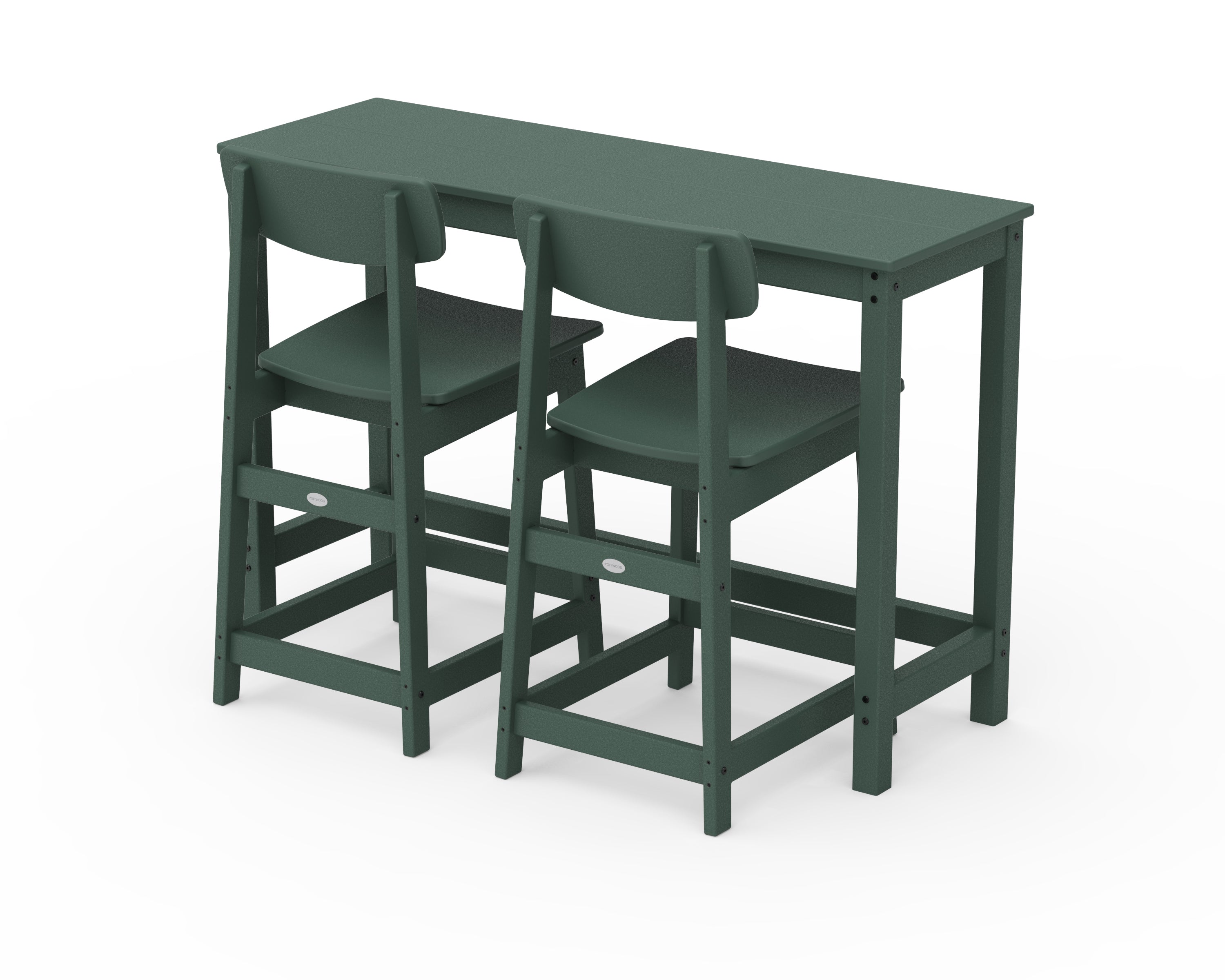 POLYWOOD Modern Studio Urban Counter Chair 3-Piece Balcony Set in Green