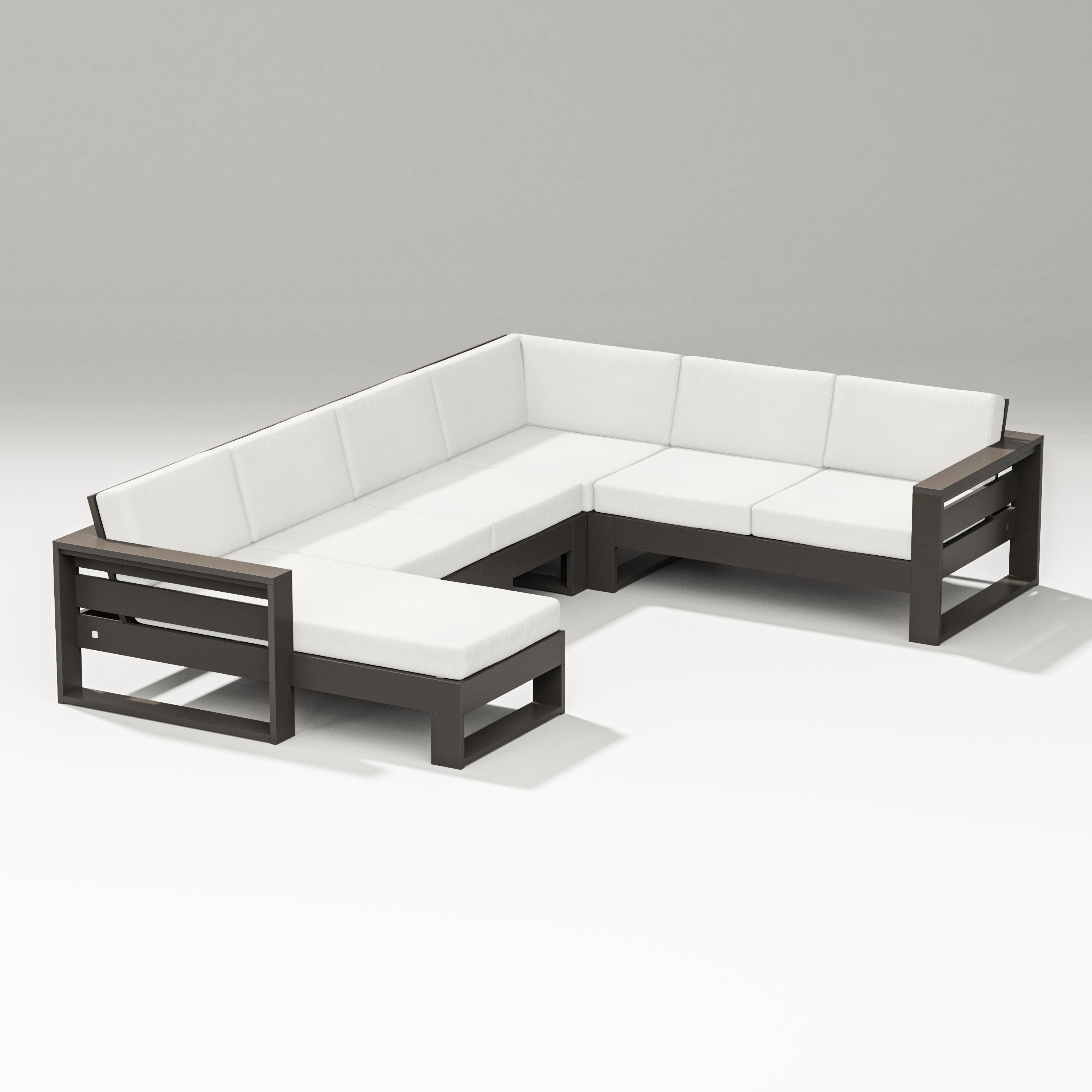 PW Designer Series Latitude Corner Sectional with Left Chaise in Vintage Coffee / Natural Linen