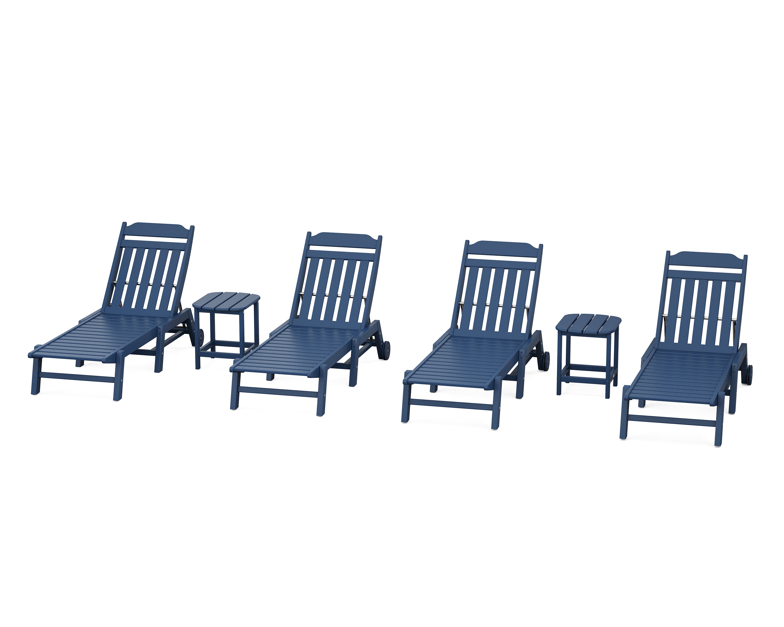 POLYWOOD Country Living 6-Piece Chaise Set with Wheels in Navy