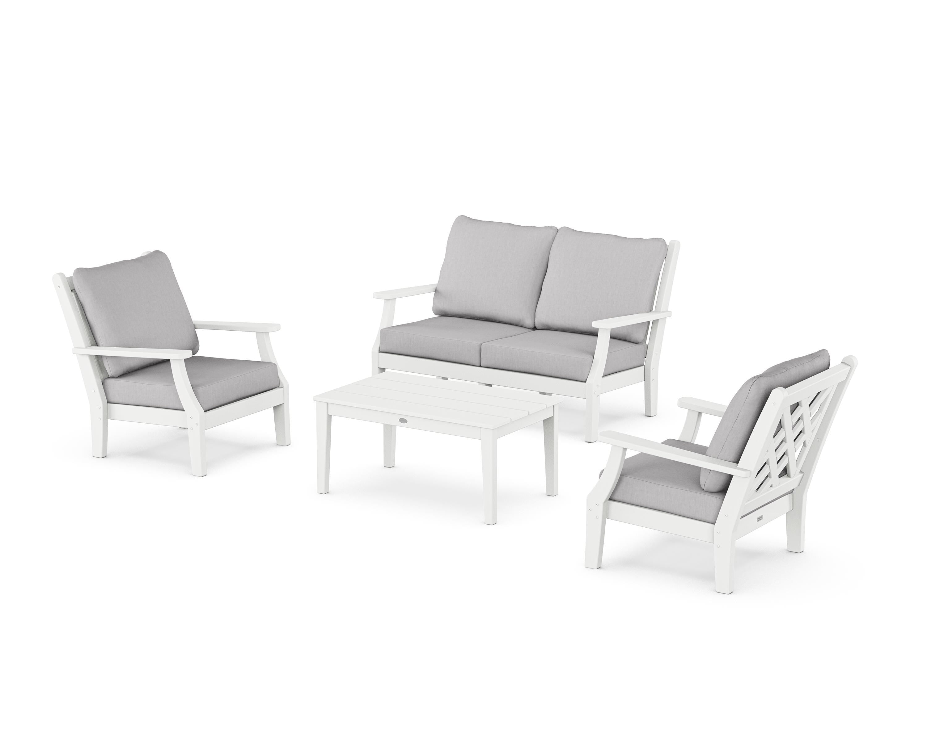 Country Living Wovendale 4-Piece Deep Seating Set with Loveseat in White / Granite