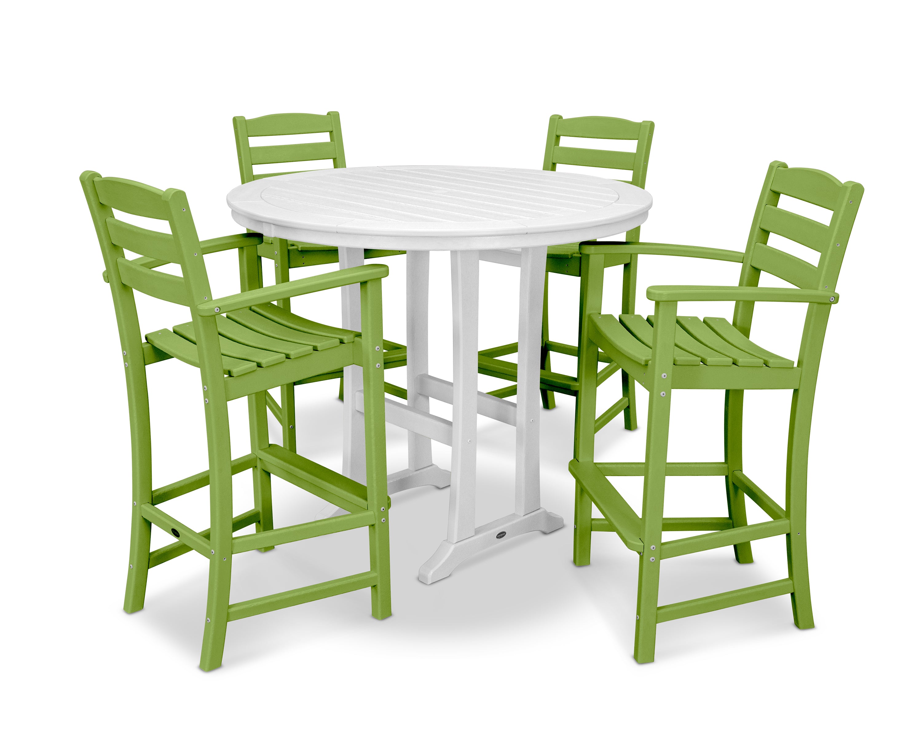 POLYWOOD® La Casa Café 5-Piece Bar Dining Set in Lime / White