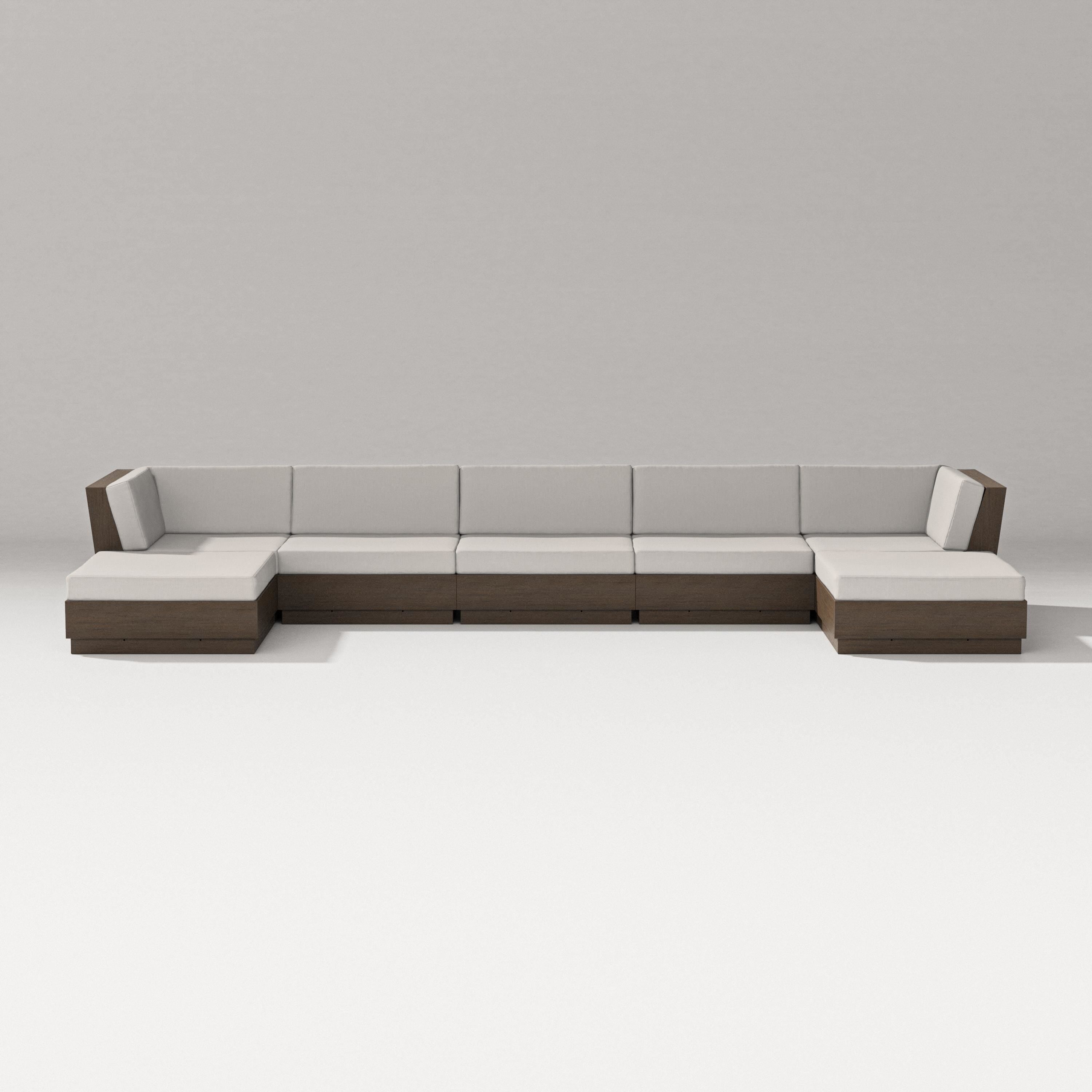 PW Designer Series Elevate 7-Piece Double Chaise Sectional in Kona / Cast Ash