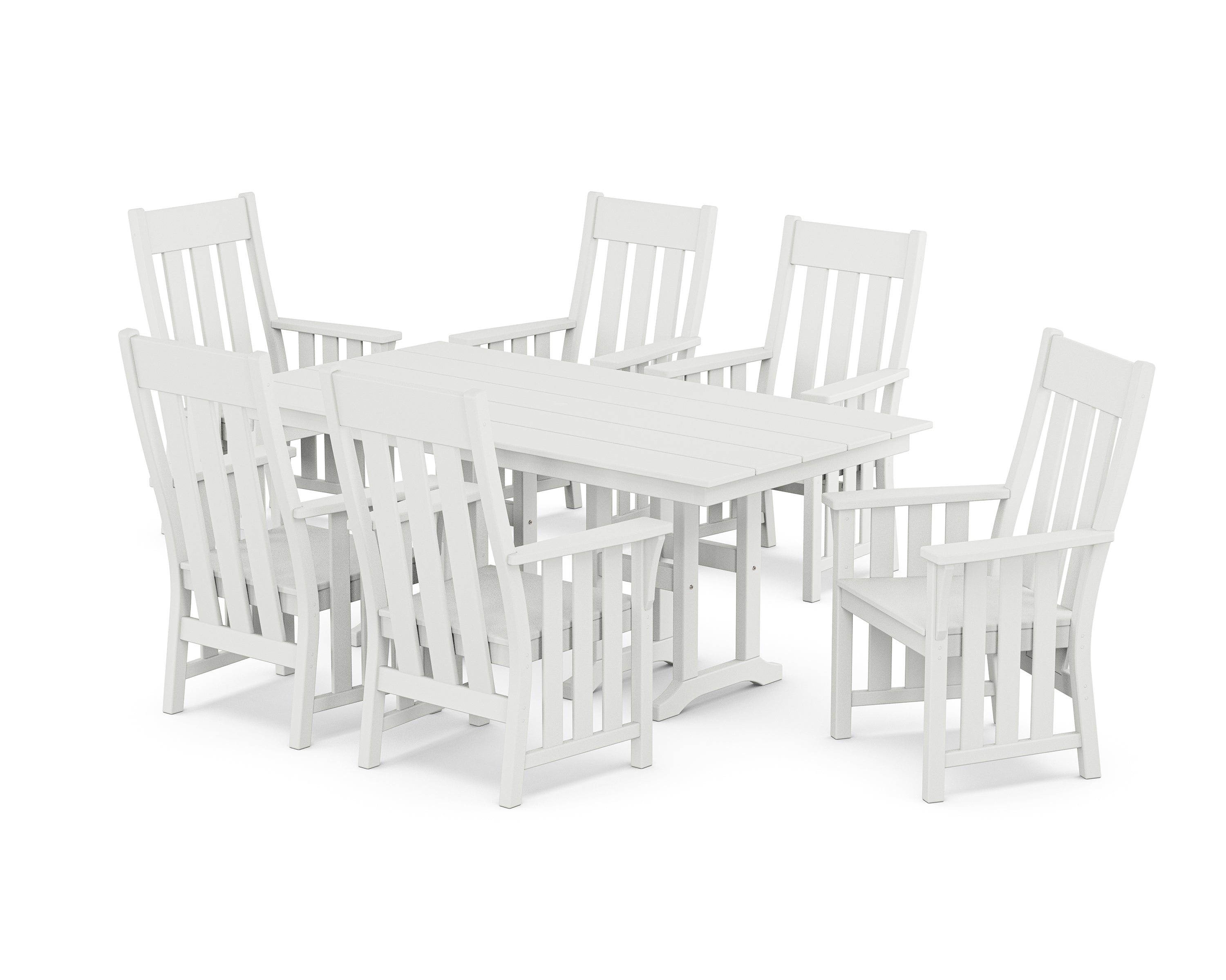 Martha Stewart by POLYWOOD® Acadia Arm Chair 7-Piece Farmhouse Dining Set in White