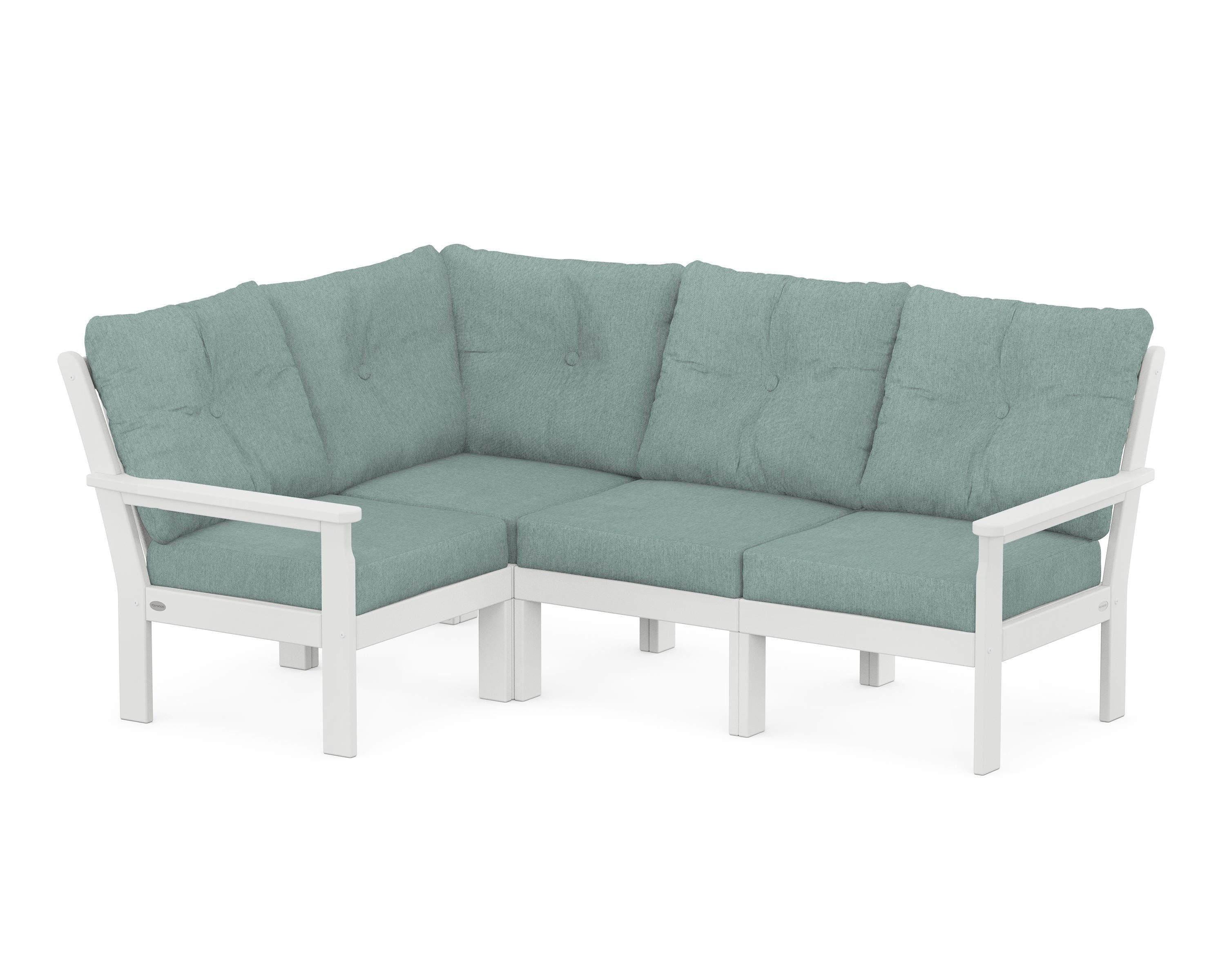 POLYWOOD Vineyard 4-Piece Sectional in White / Glacier Spa