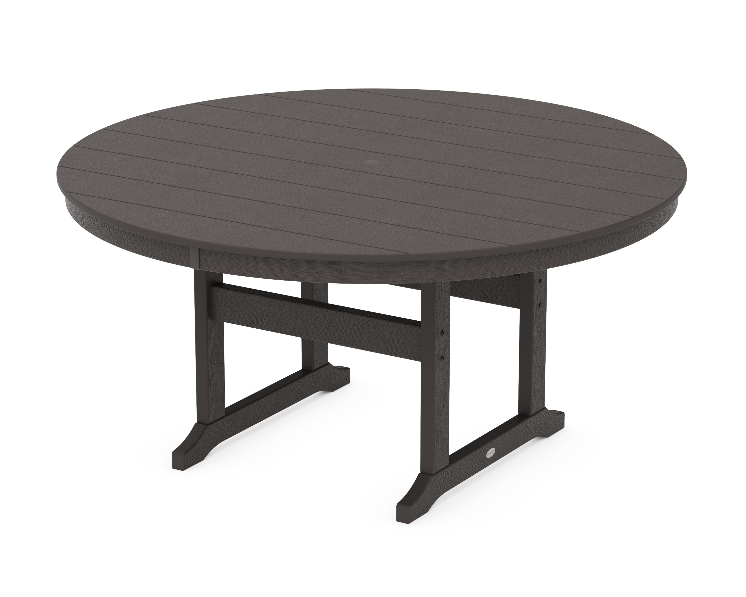 POLYWOOD 60” Round Farmhouse Dining Table in Vintage Coffee