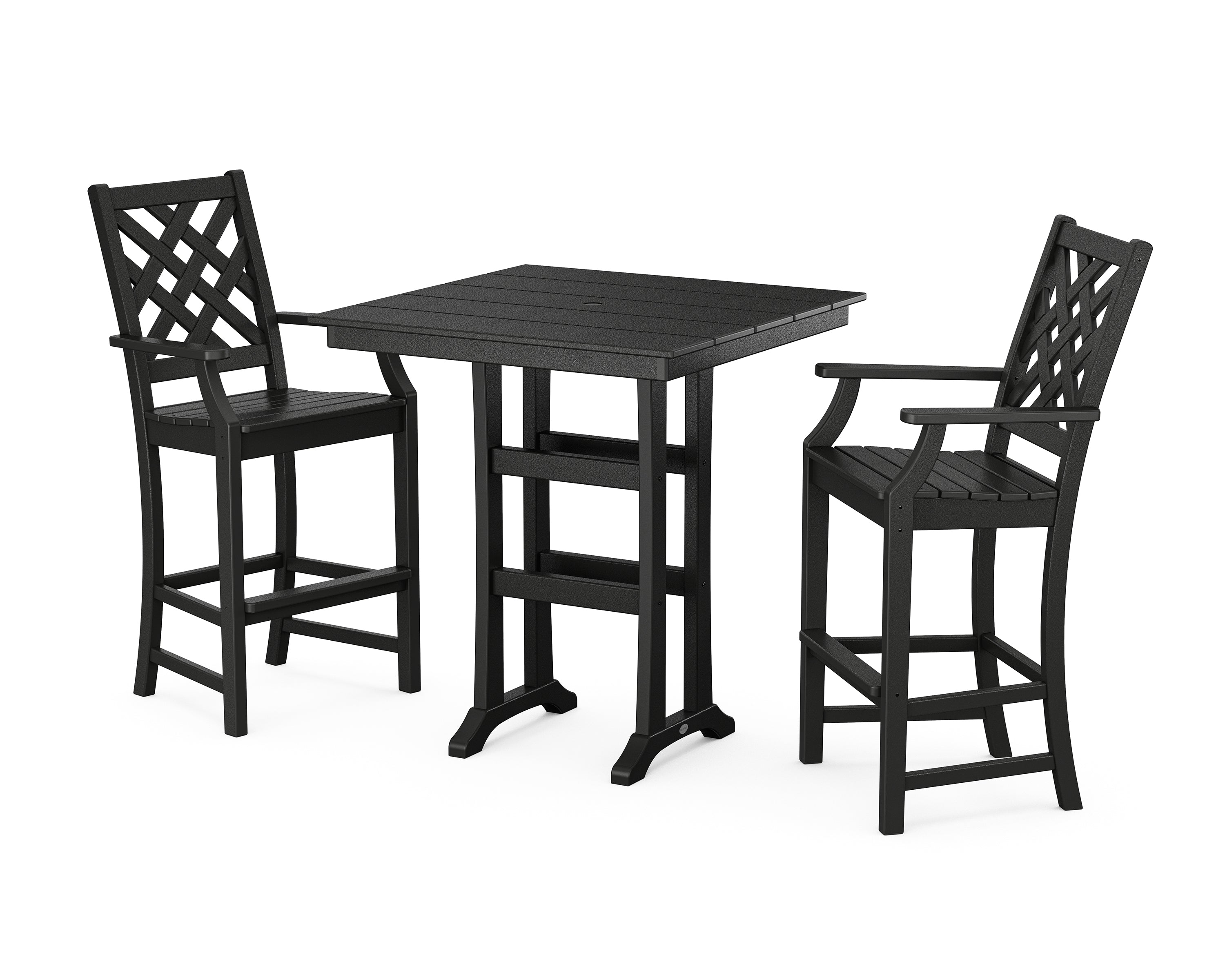 Country Living Wovendale 3-Piece Farmhouse Bar Set with Trestle Legs in Black
