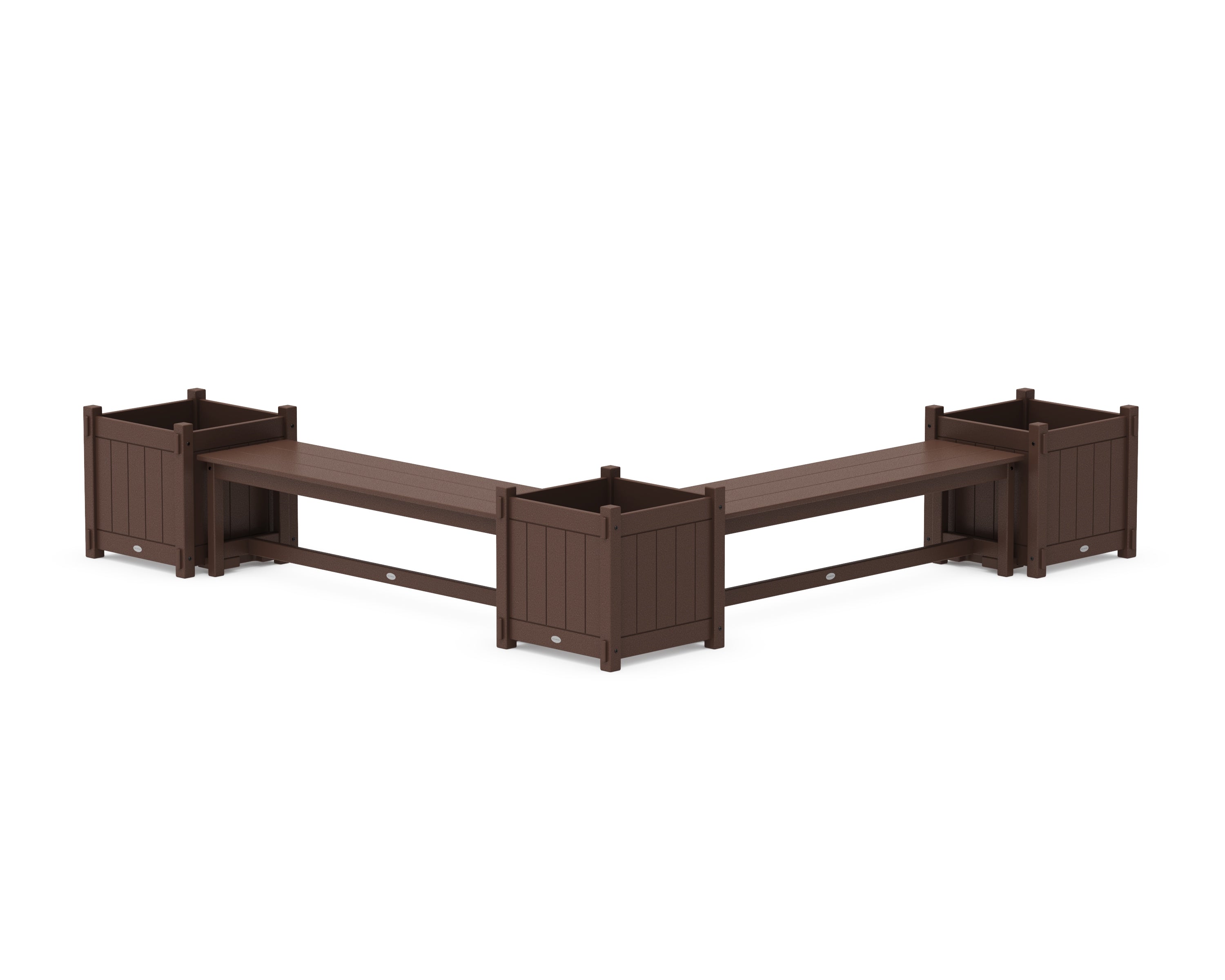 POLYWOOD 60" Vineyard L- Shaped Planter Bench Corner Set - Large in Mahogany