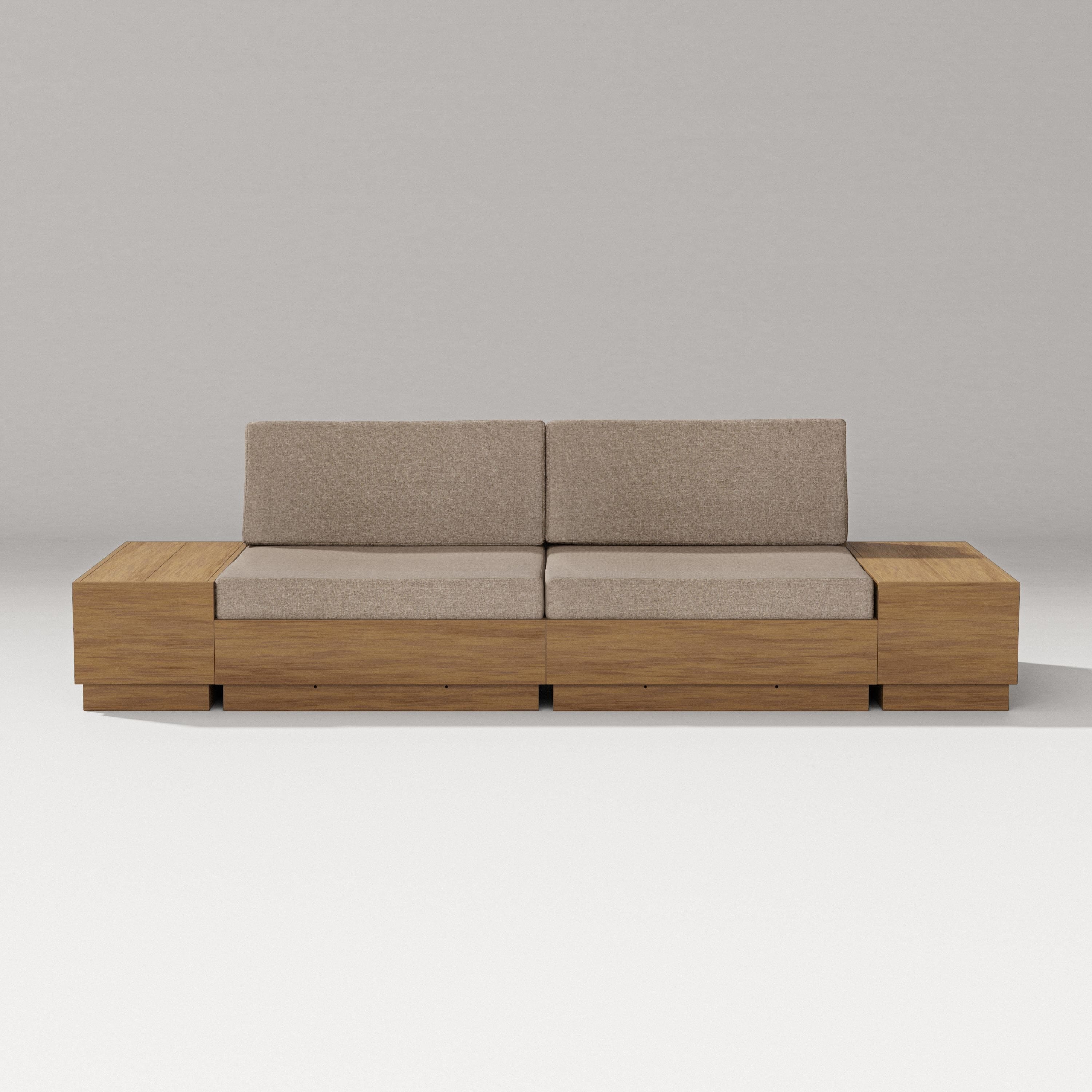 PW Designer Series Elevate 4-Piece Loveseat Sectional in Natural / Spiced Burlap