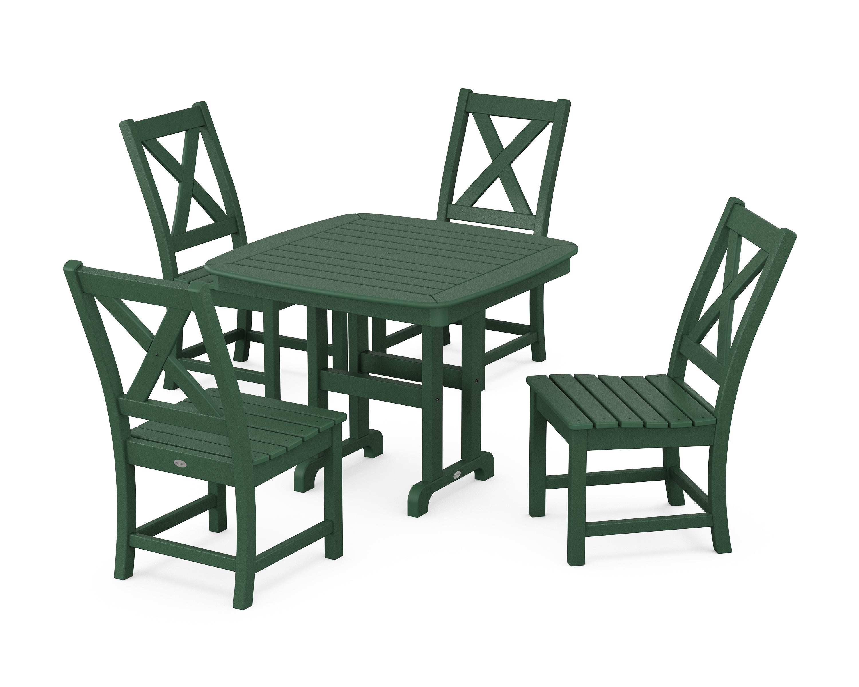 POLYWOOD® Braxton Side Chair 5-Piece Dining Set in Green