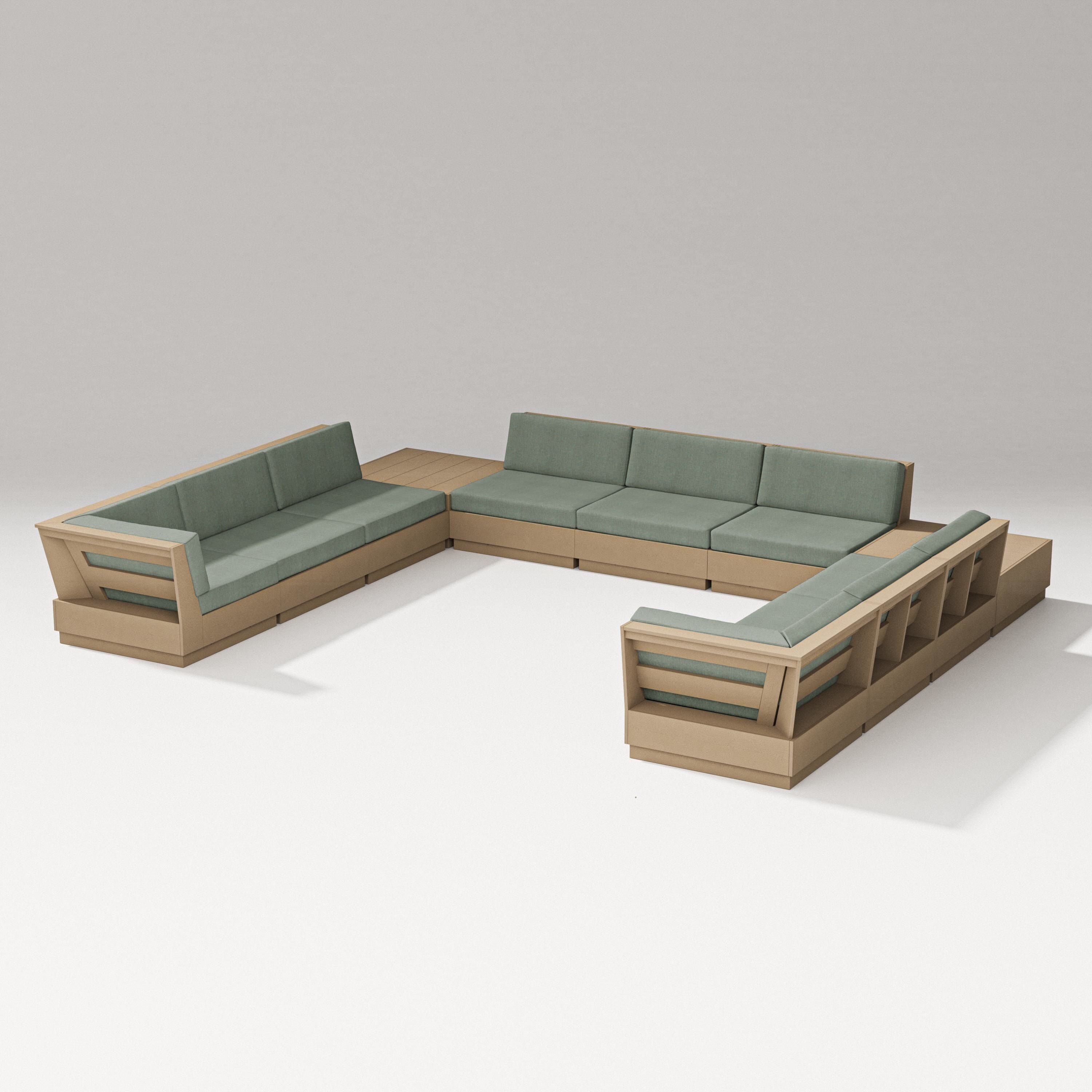 PW Designer Series Elevate 11-Piece U-Shaped Sofa Sectional in Vintage Sahara / Cast Sage