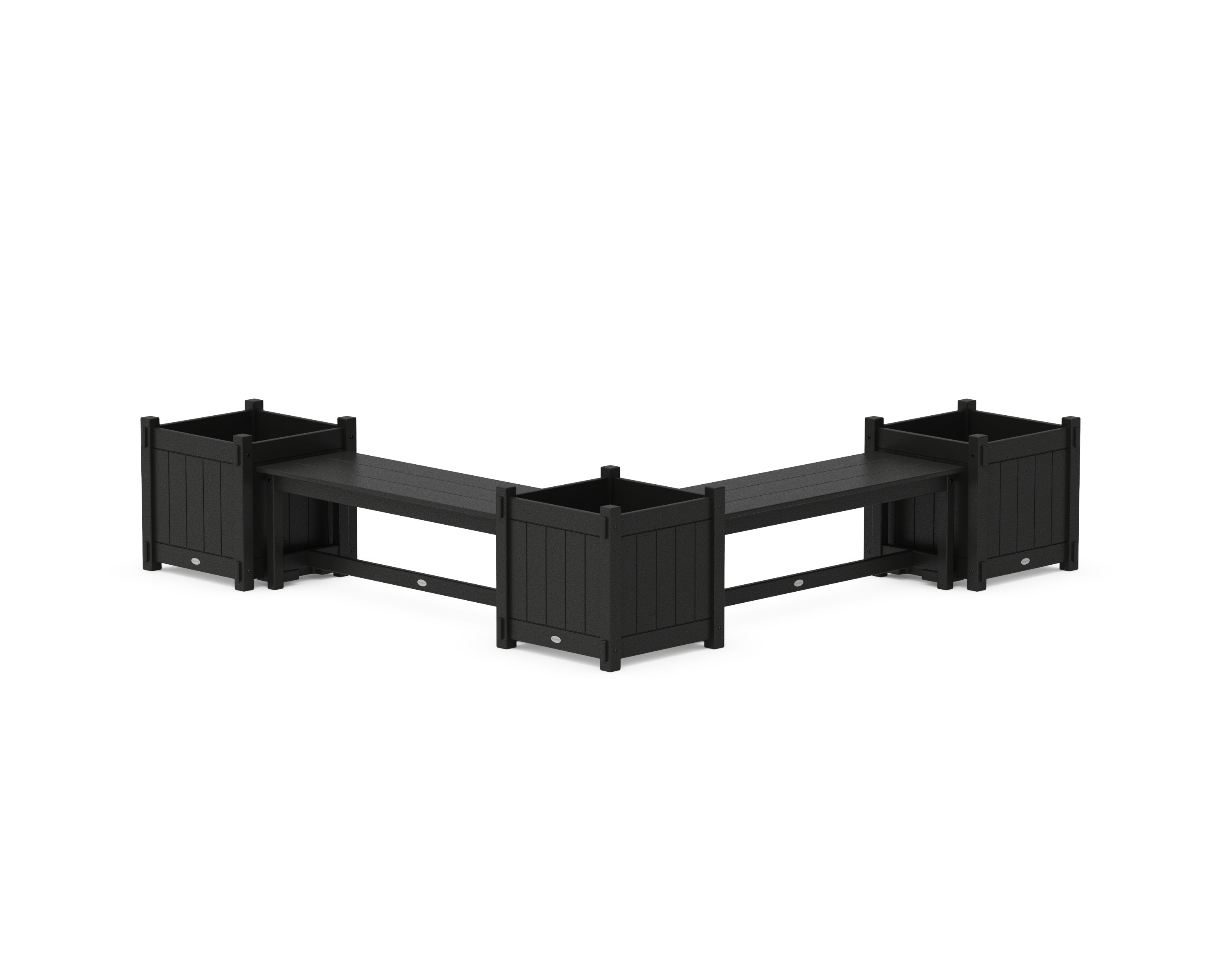 POLYWOOD 48" Vineyard L- Shaped Planter Bench Corner Set - Large in Black