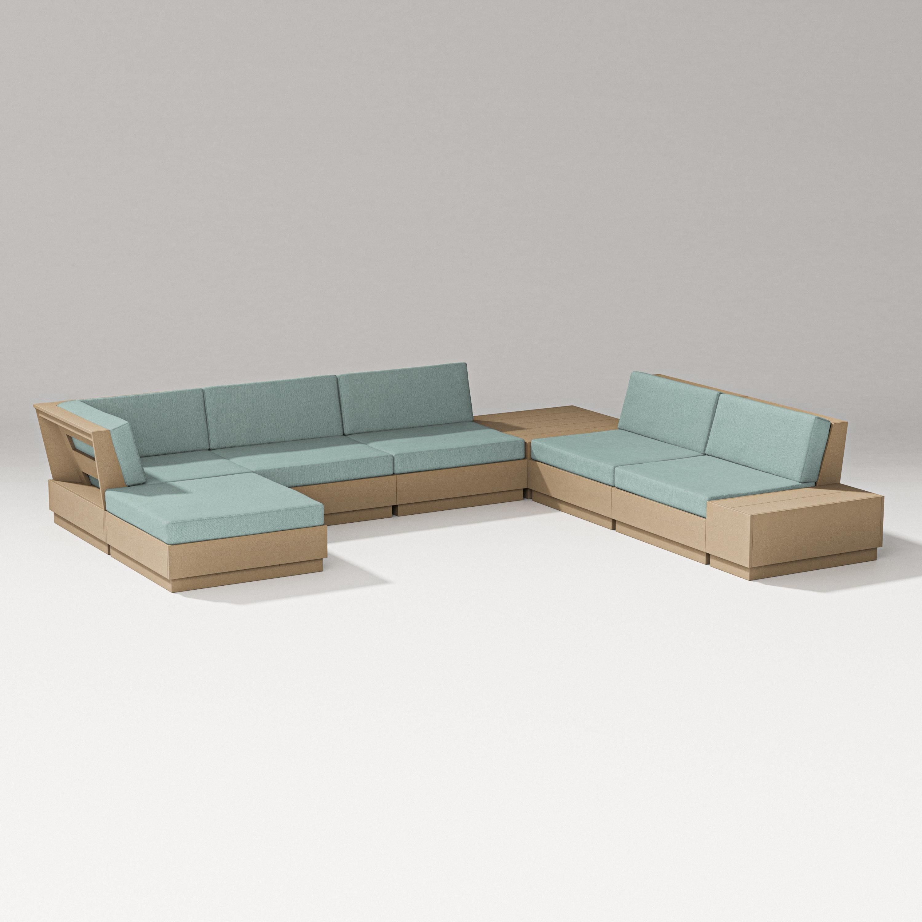 PW Designer Series Elevate 8-Piece Corner Sectional in Vintage Sahara / Glacier Spa