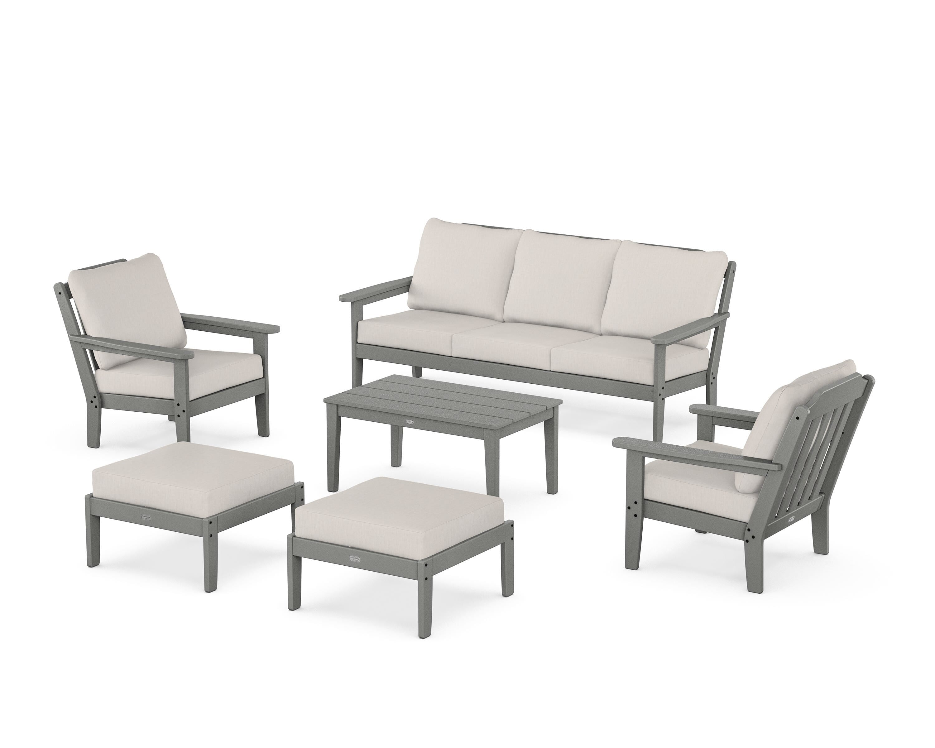 Country Living Cottage 6-Piece Lounge Sofa Set in Slate Grey / Cast Ash