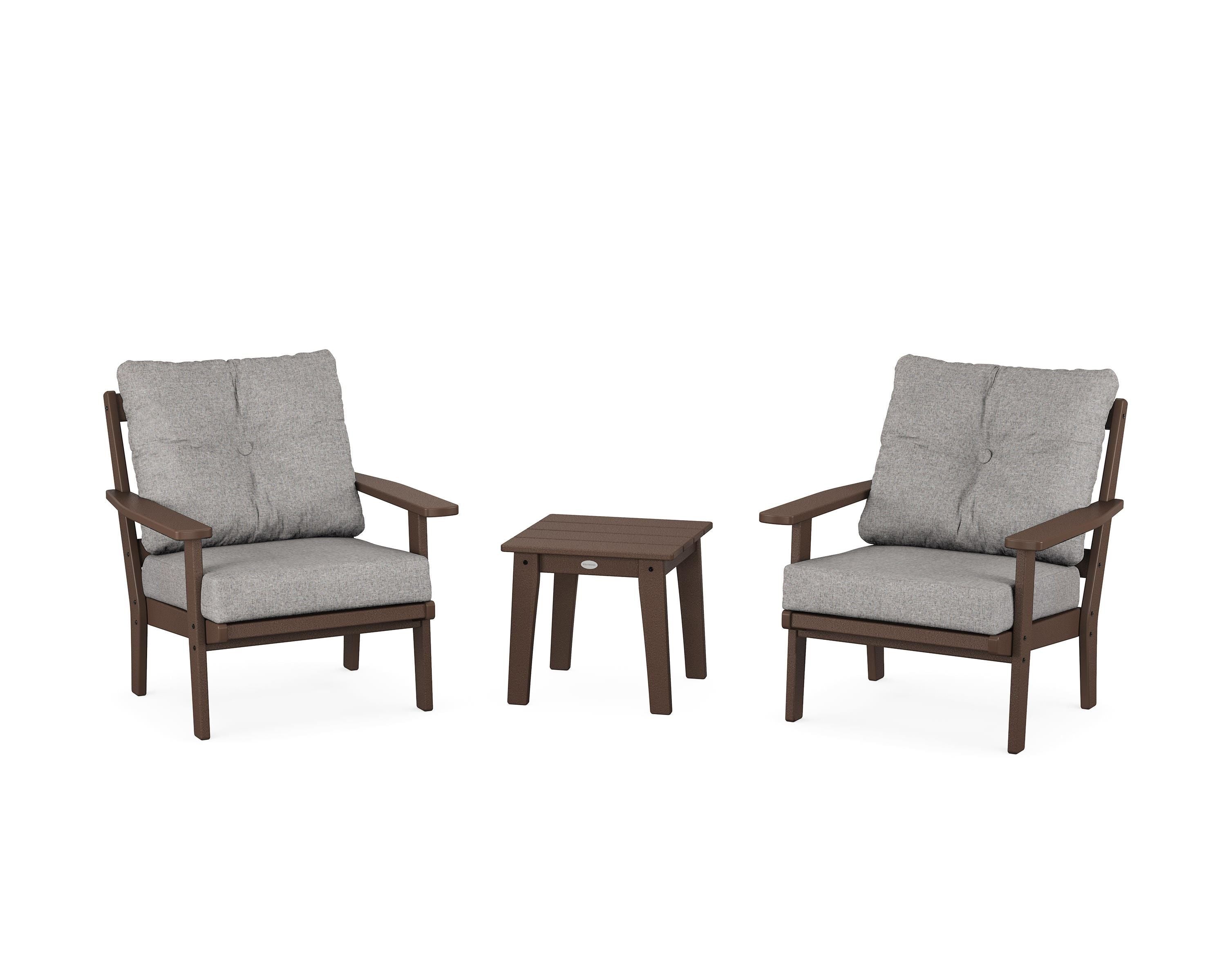 POLYWOOD Prairie 3-Piece Deep Seating Set in Mahogany / Grey Mist