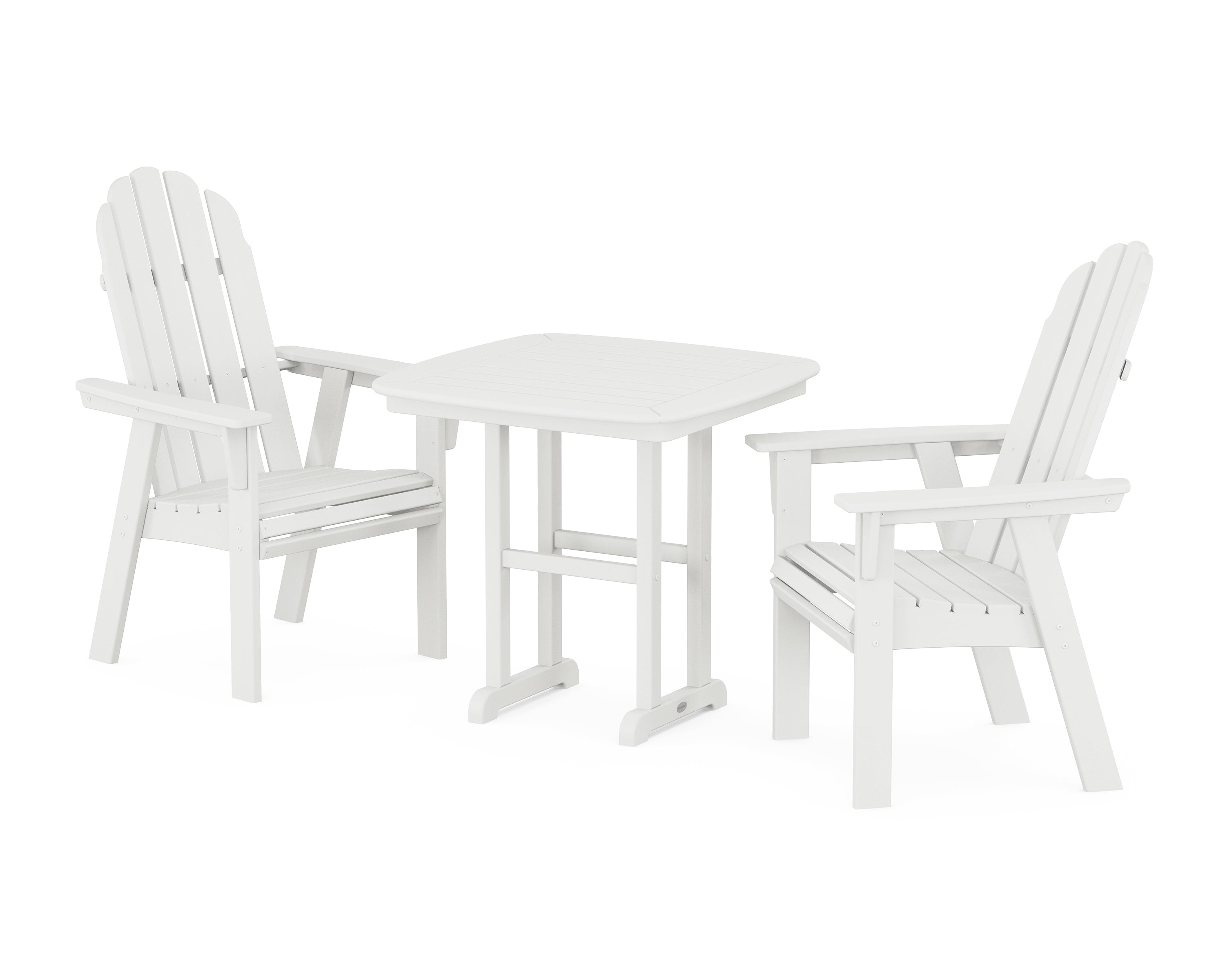 POLYWOOD® Vineyard Adirondack 3-Piece Dining Set in Vintage White