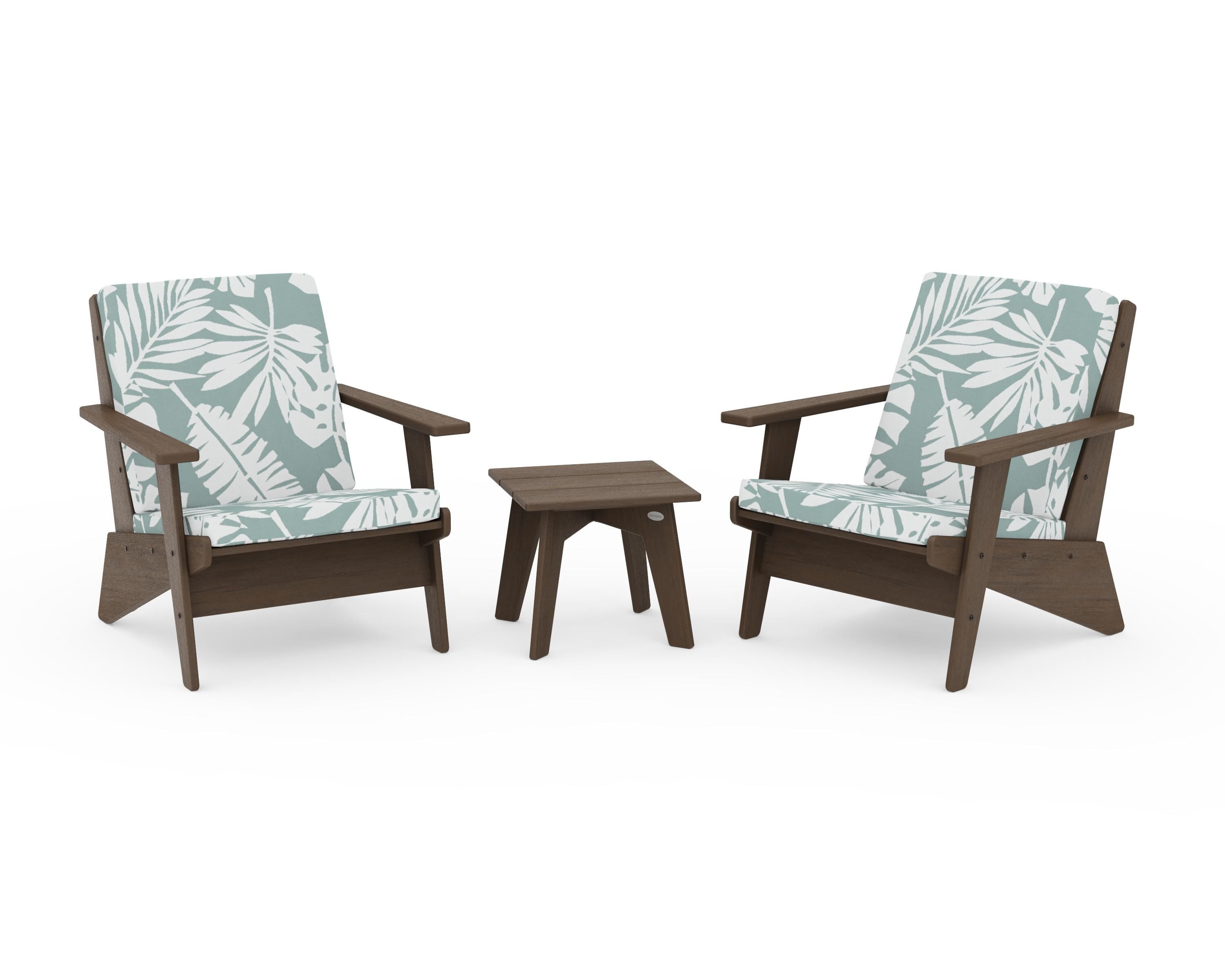 POLYWOOD Riviera Modern Lounge 3-Piece Set in Kona / Leaf Glacier Spa