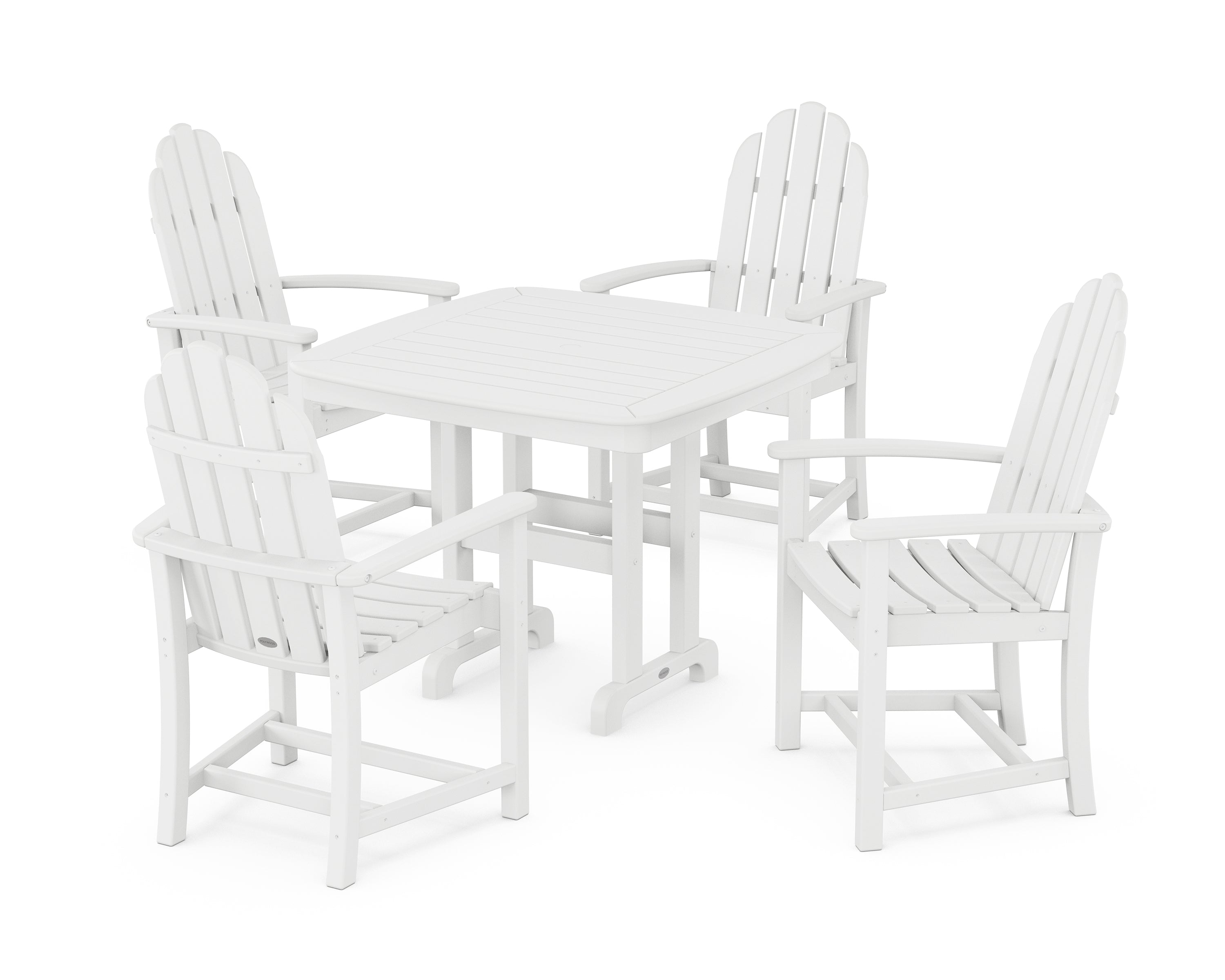 POLYWOOD® Classic Adirondack 5-Piece Dining Set in White