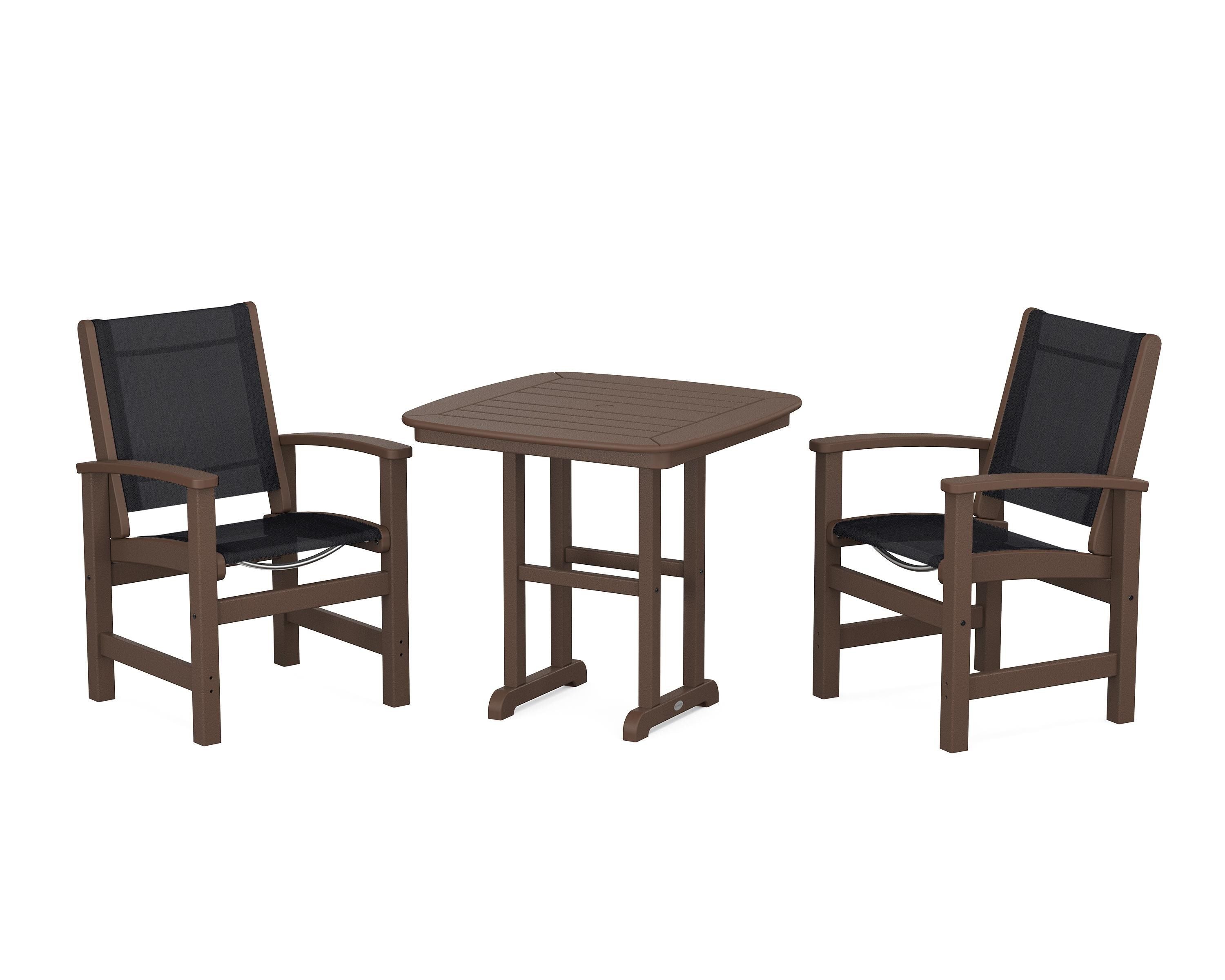POLYWOOD Coastal 3-Piece Dining Set in Mahogany / Black Sling