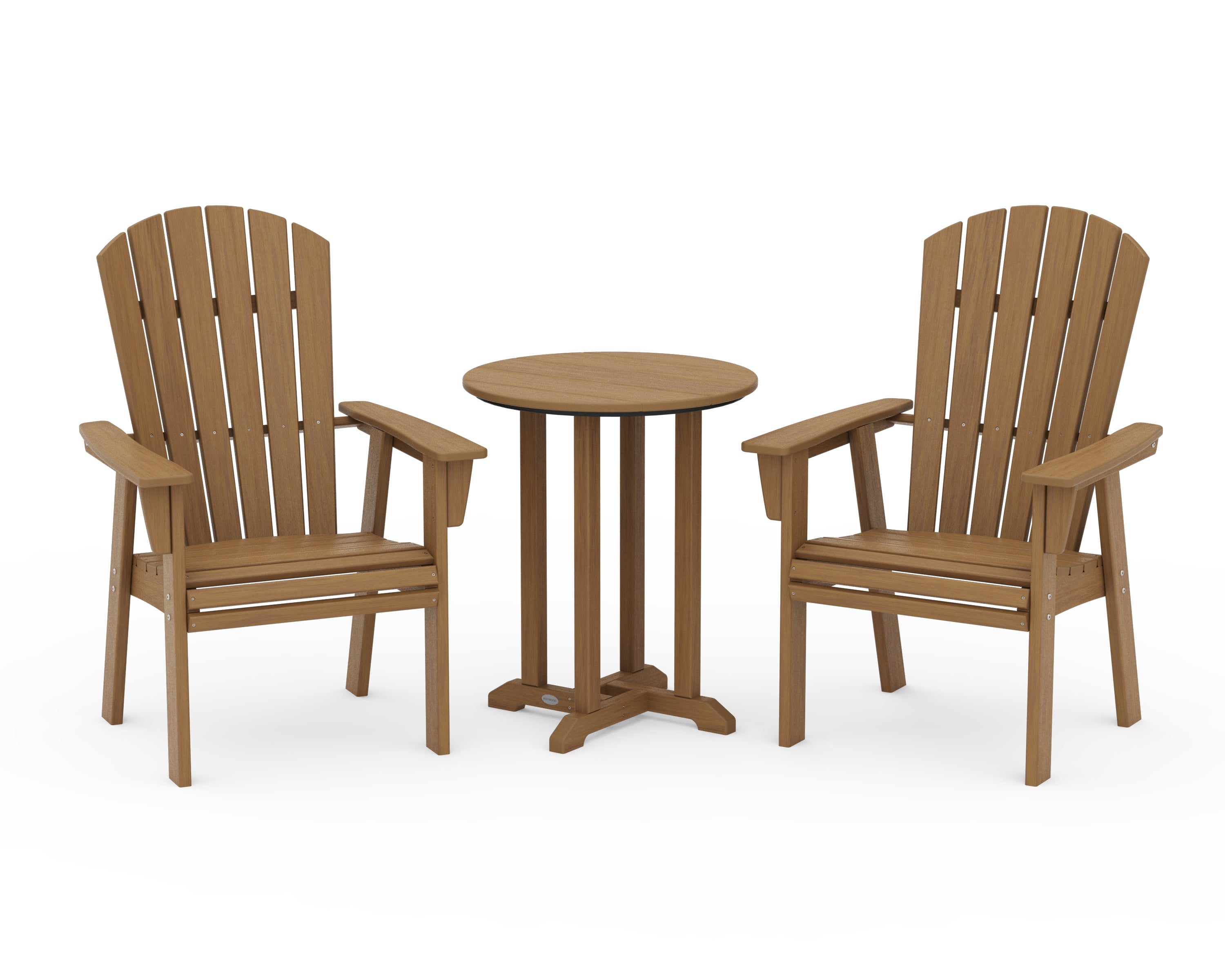 POLYWOOD Nautical Adirondack 3-Piece Round Bistro Dining Set in Natural