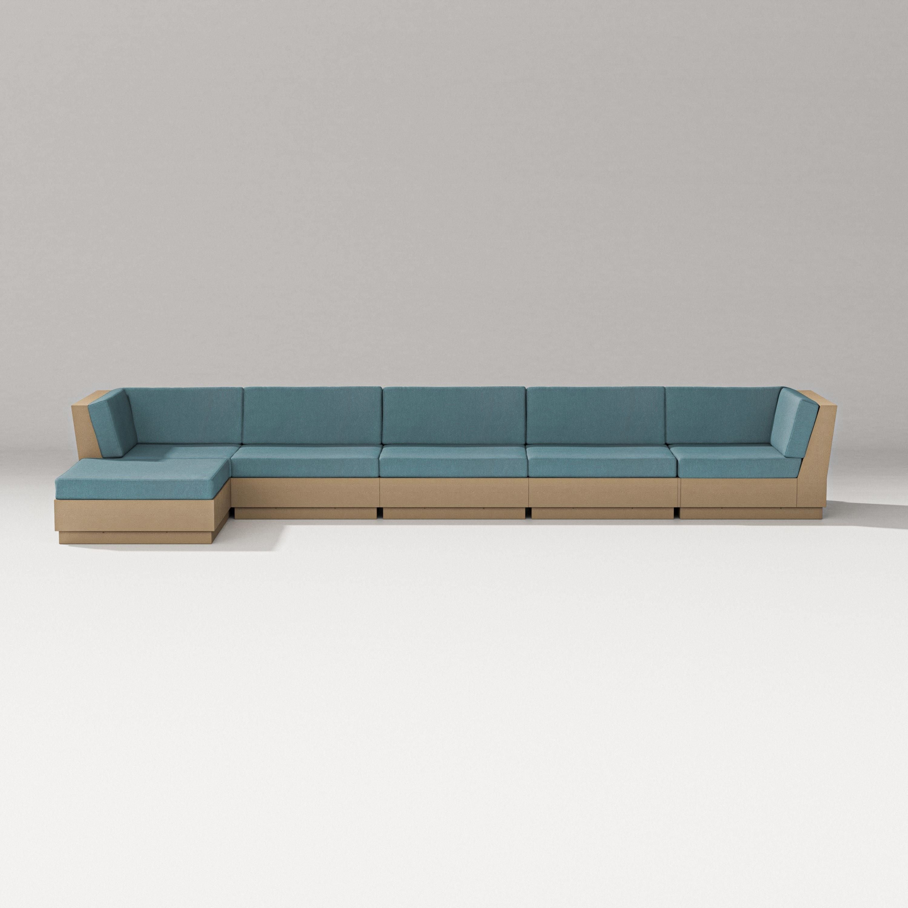 PW Designer Series Elevate 6-Piece Chaise Sectional in Vintage Sahara / Ocean Teal
