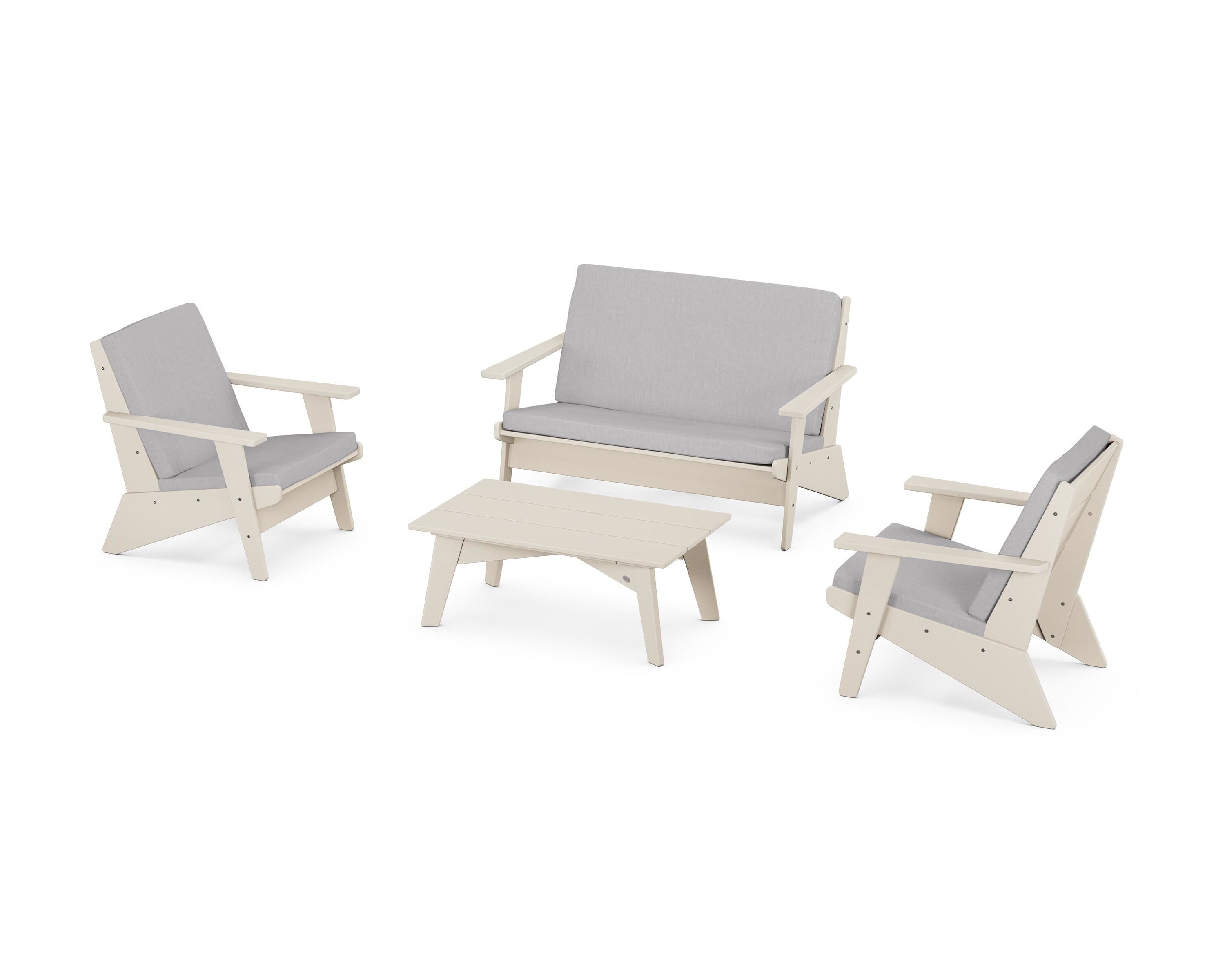 POLYWOOD Riviera Modern Lounge 4-Piece Set in Sand / Granite