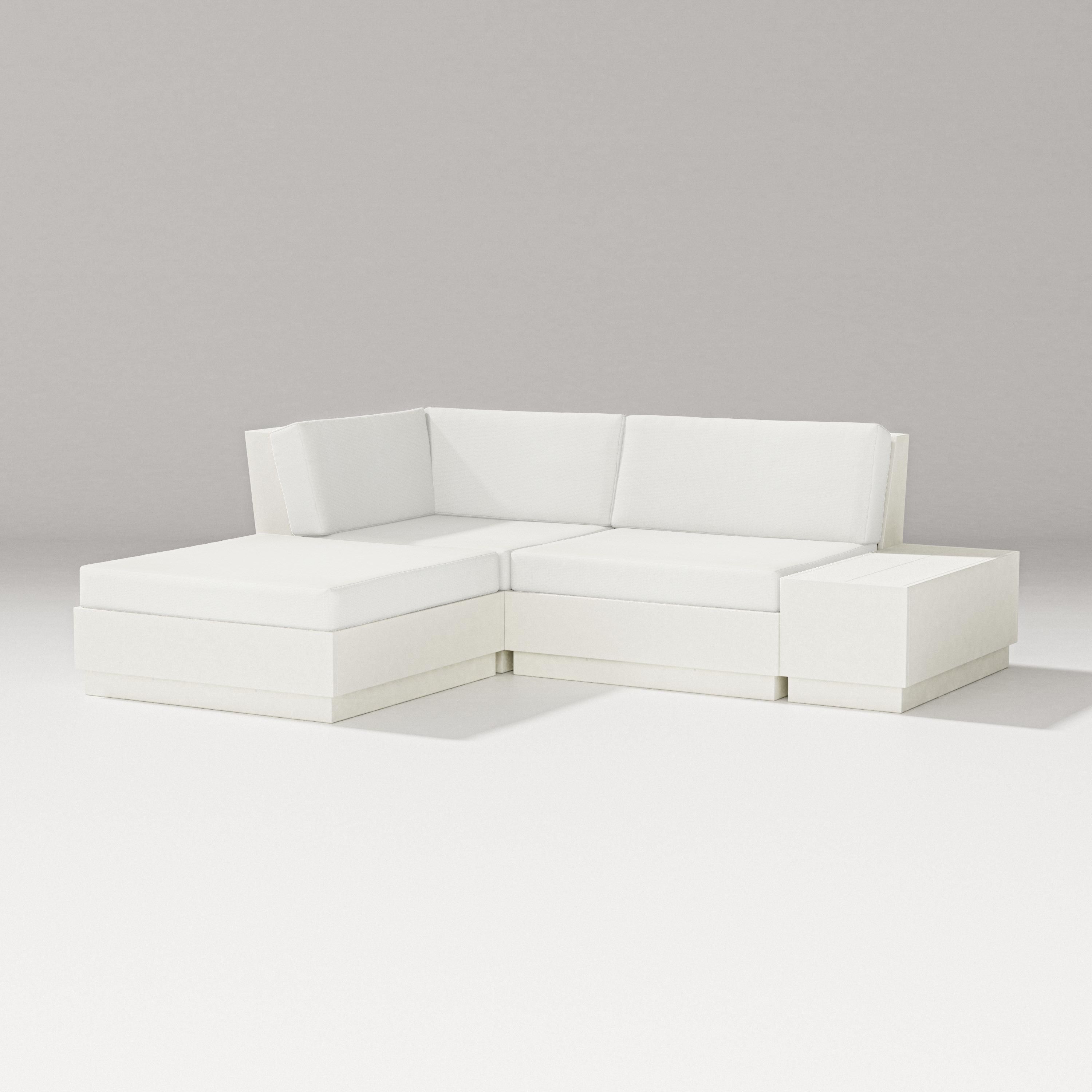 PW Designer Series Elevate Loveseat Sectional with Chaise in Vintage White / Natural Linen