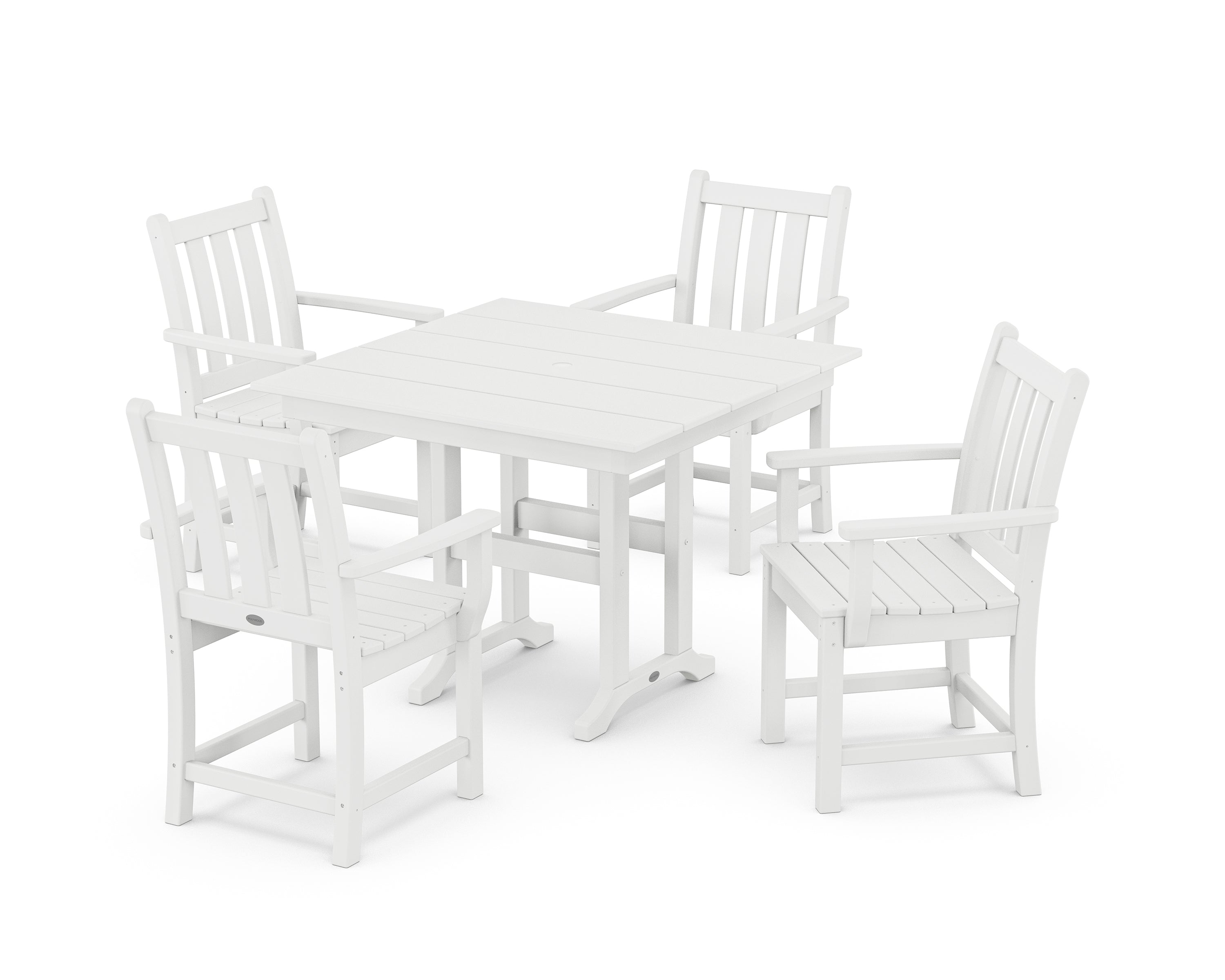 POLYWOOD® Traditional Garden 5-Piece Farmhouse Dining Set in White