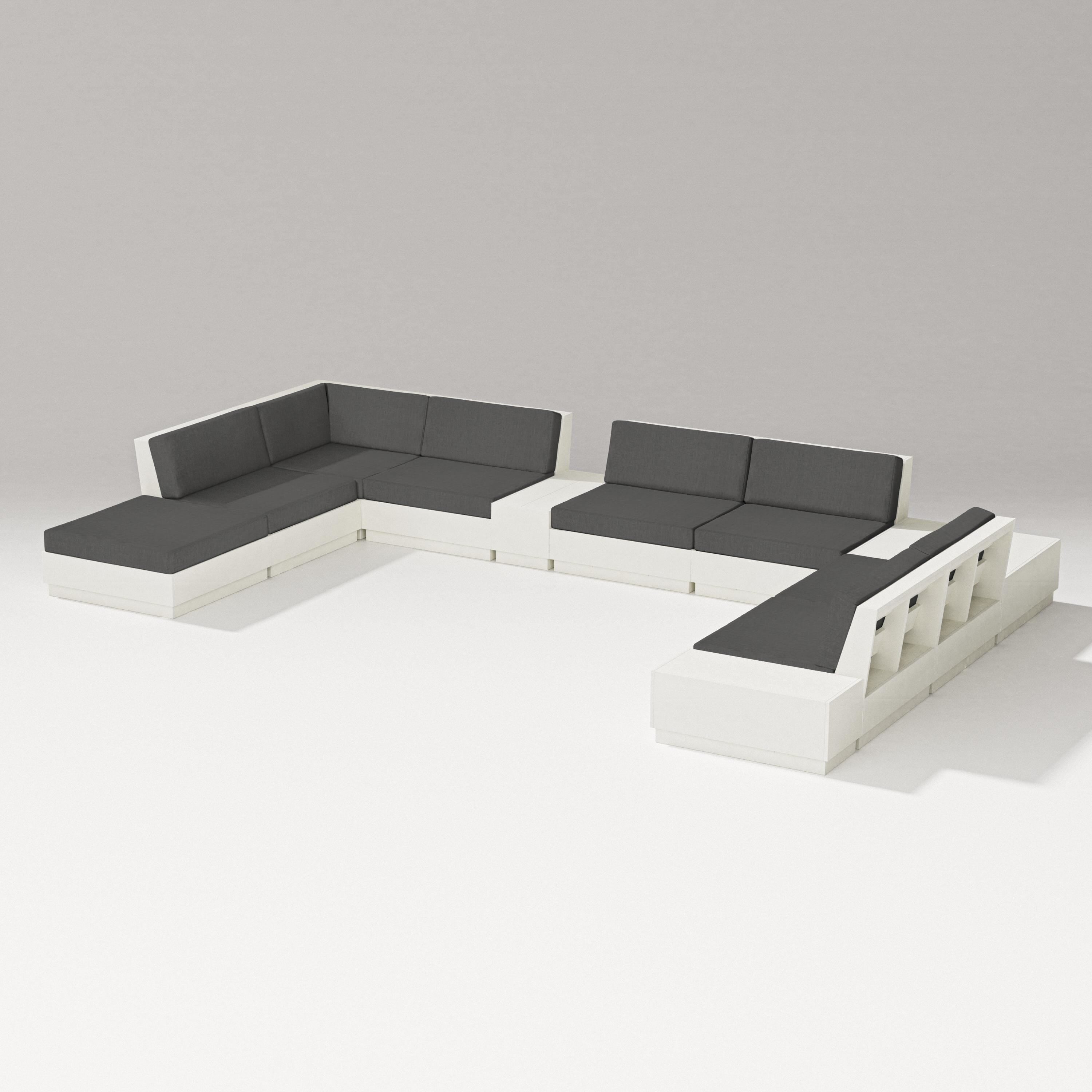PW Designer Series Elevate 11-Piece Conversation Sectional Set in Vintage White / Spectrum Carbon