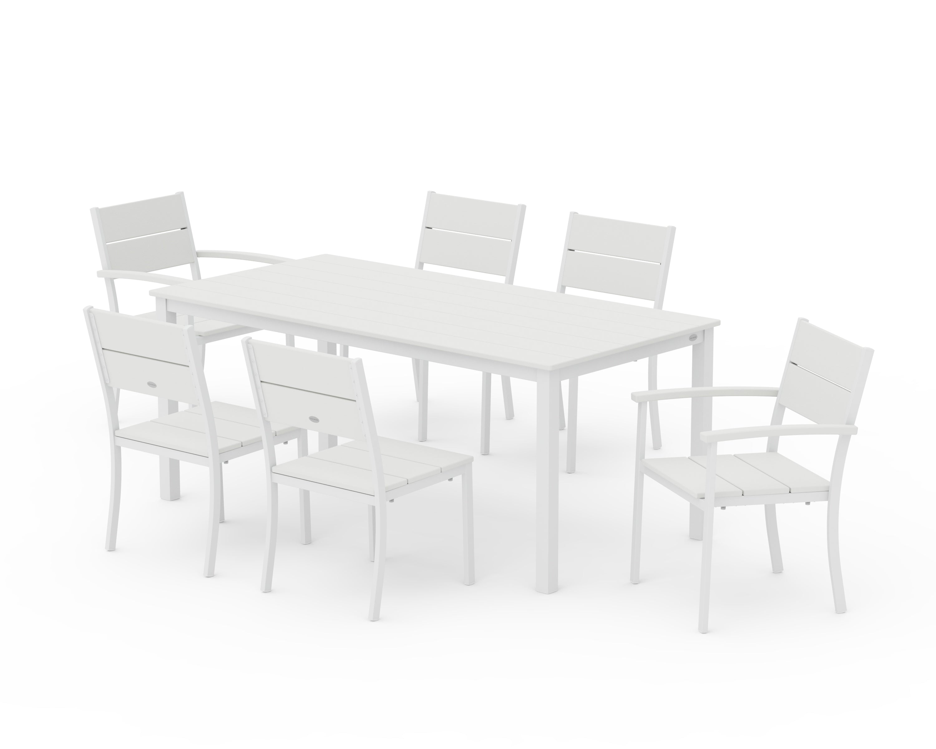 POLYWOOD Main Street 7-Piece Dining Set in White / Vintage White