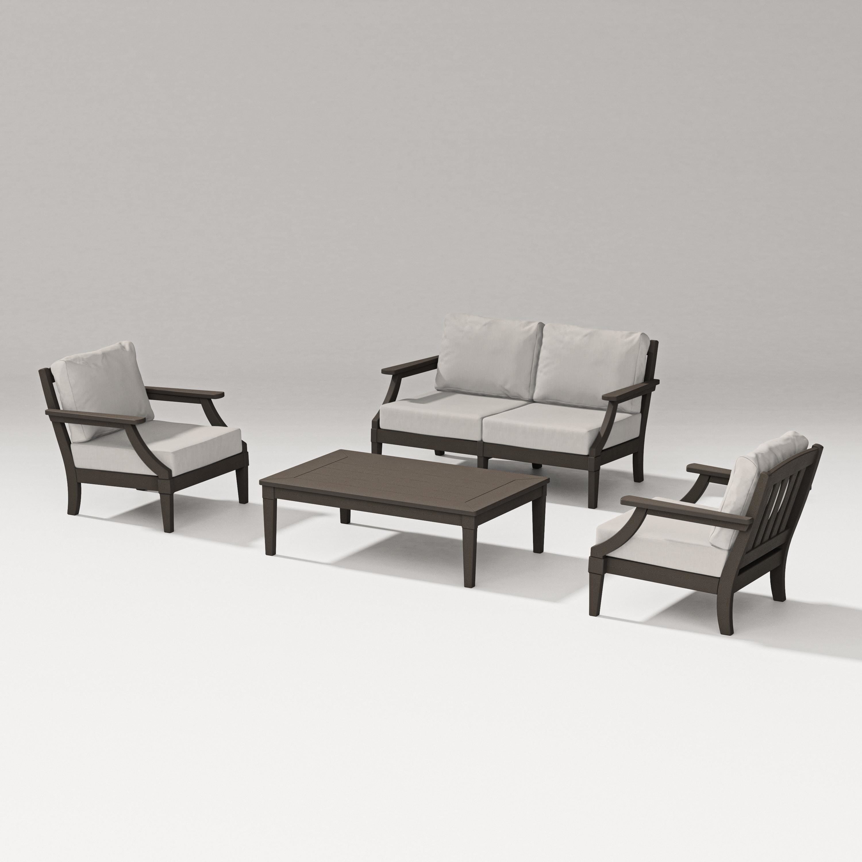 PW Designer Series Estate Lounge 4-Piece Loveseat Set in Vintage Coffee / Cast Ash