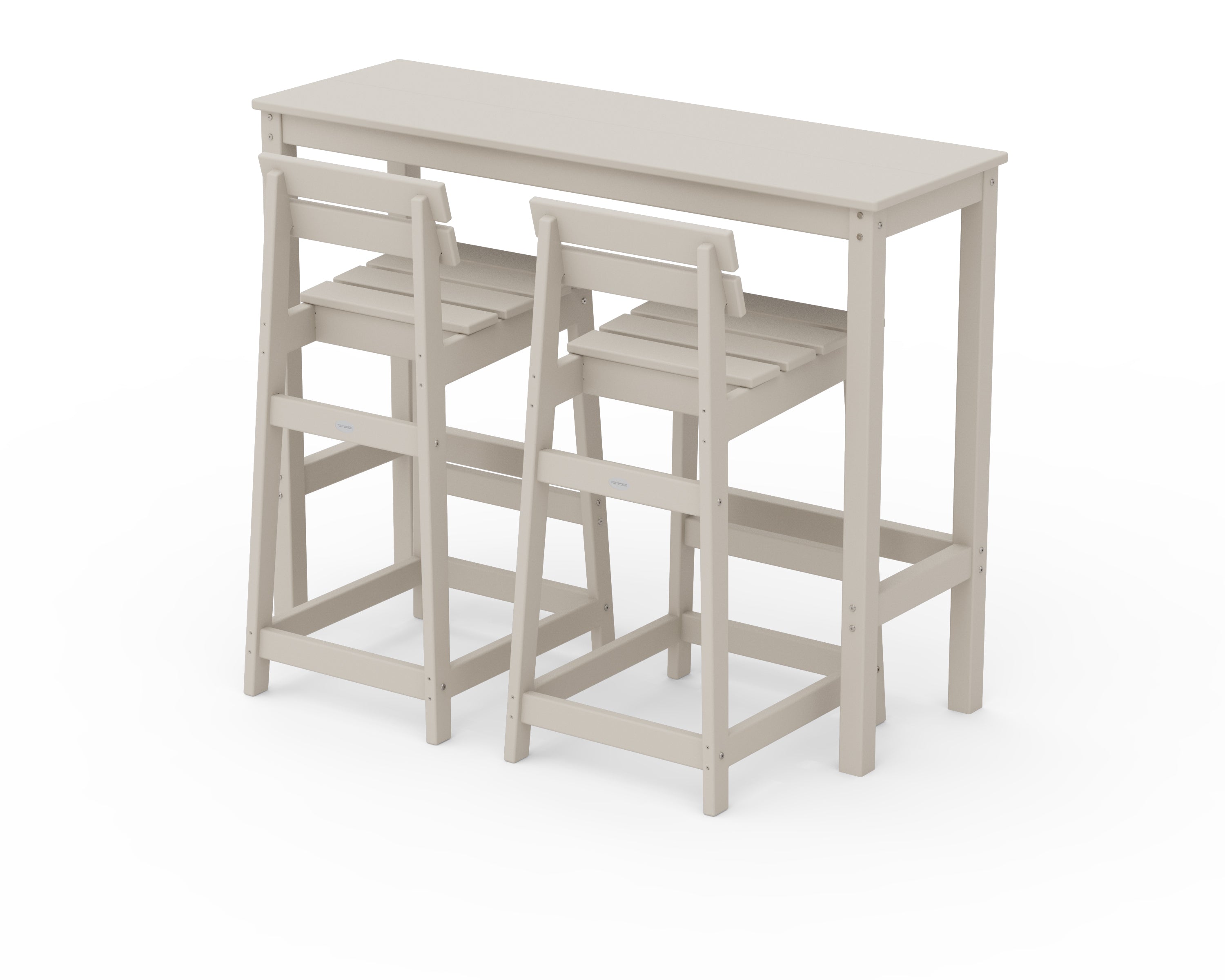 POLYWOOD Modern Studio Plaza Lowback Bar Chair 3-Piece Balcony Set in Sand