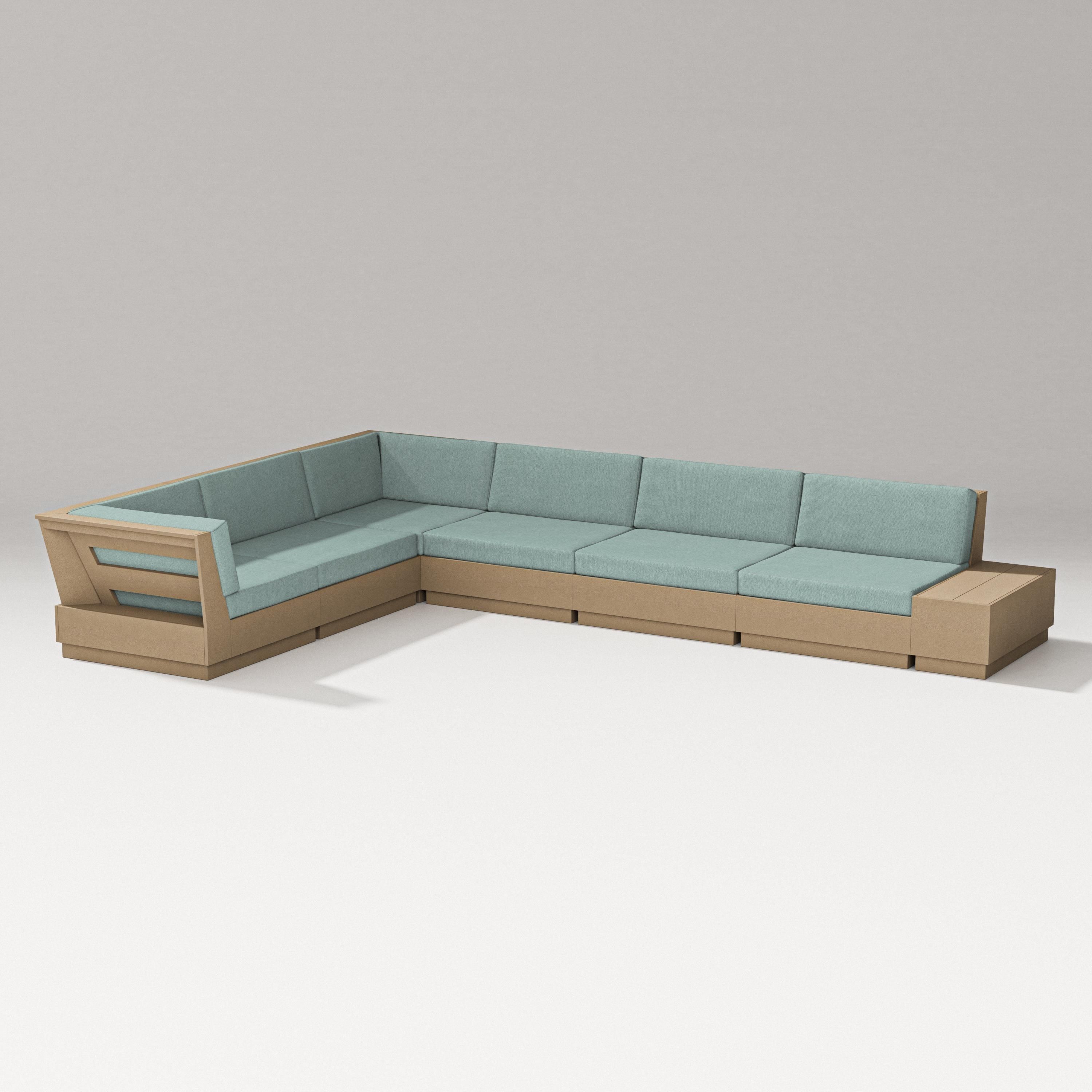 PW Designer Series Elevate 7-Piece Corner Sectional in Vintage Sahara / Glacier Spa