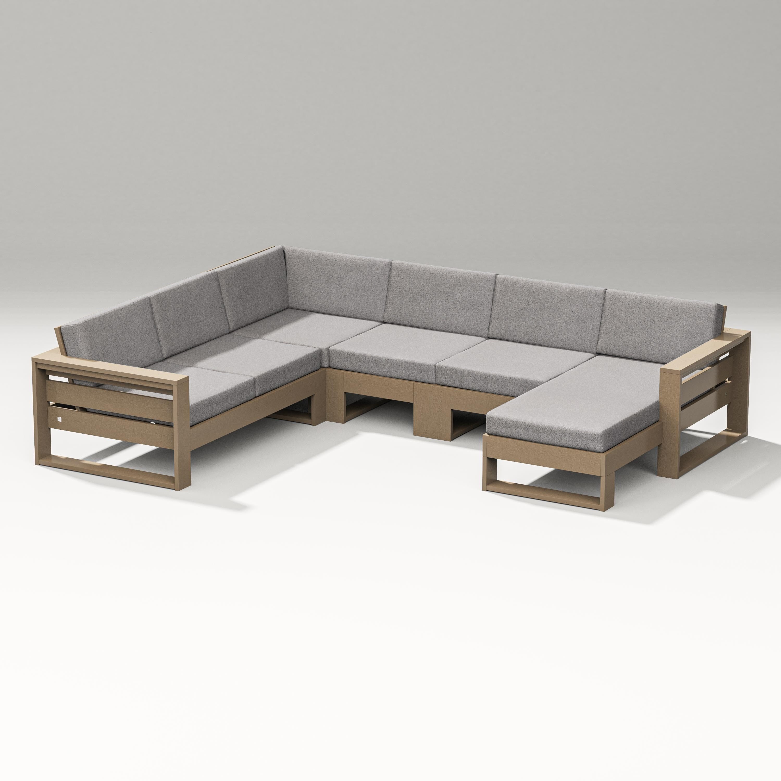 PW Designer Series Latitude Corner Sectional with Right Chaise in Vintage Sahara / Grey Mist