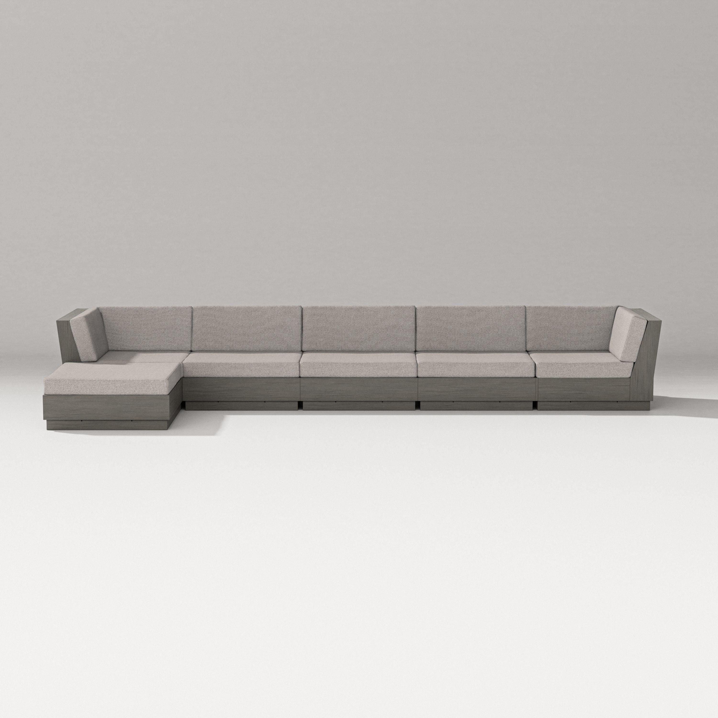 PW Designer Series Elevate 6-Piece Chaise Sectional in Driftwood / Weathered Tweed