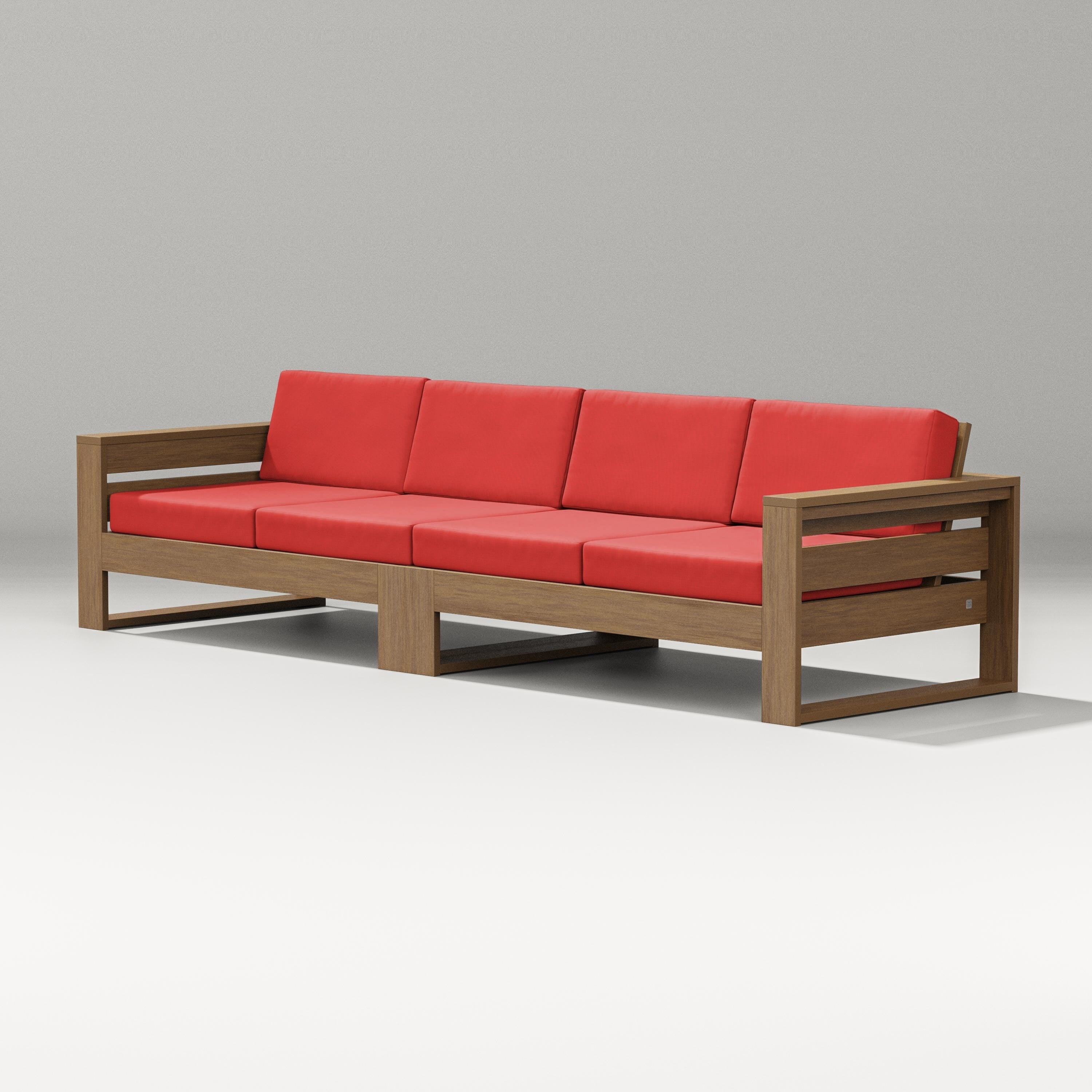 PW Designer Series Latitude Straight Sectional in Natural / Crimson Linen