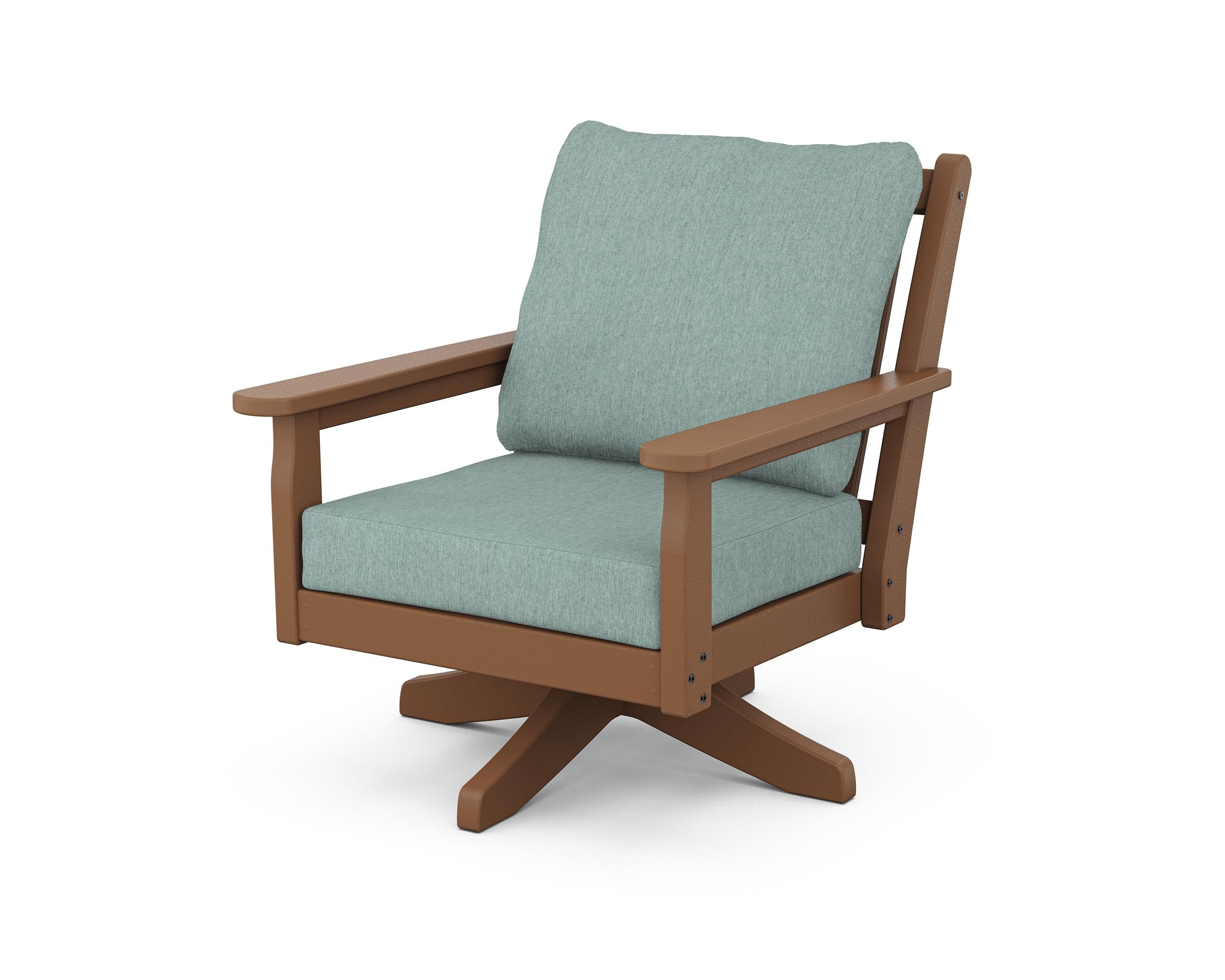 POLYWOOD Chippendale Deep Seating Swivel Chair in Teak / Glacier Spa