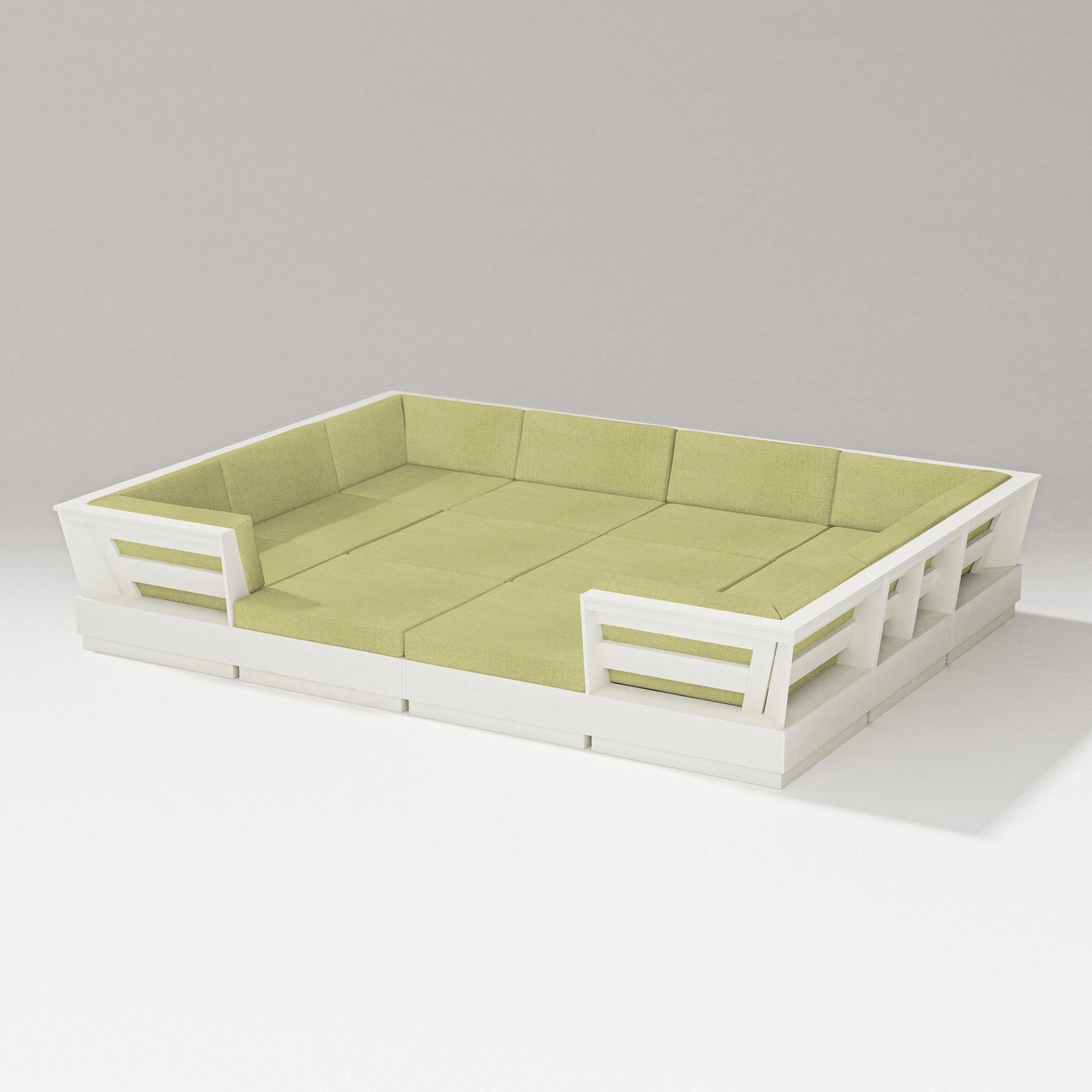PW Designer Series Elevate 12-Piece Pit Sectional in Vintage White / Chartreuse Boucle