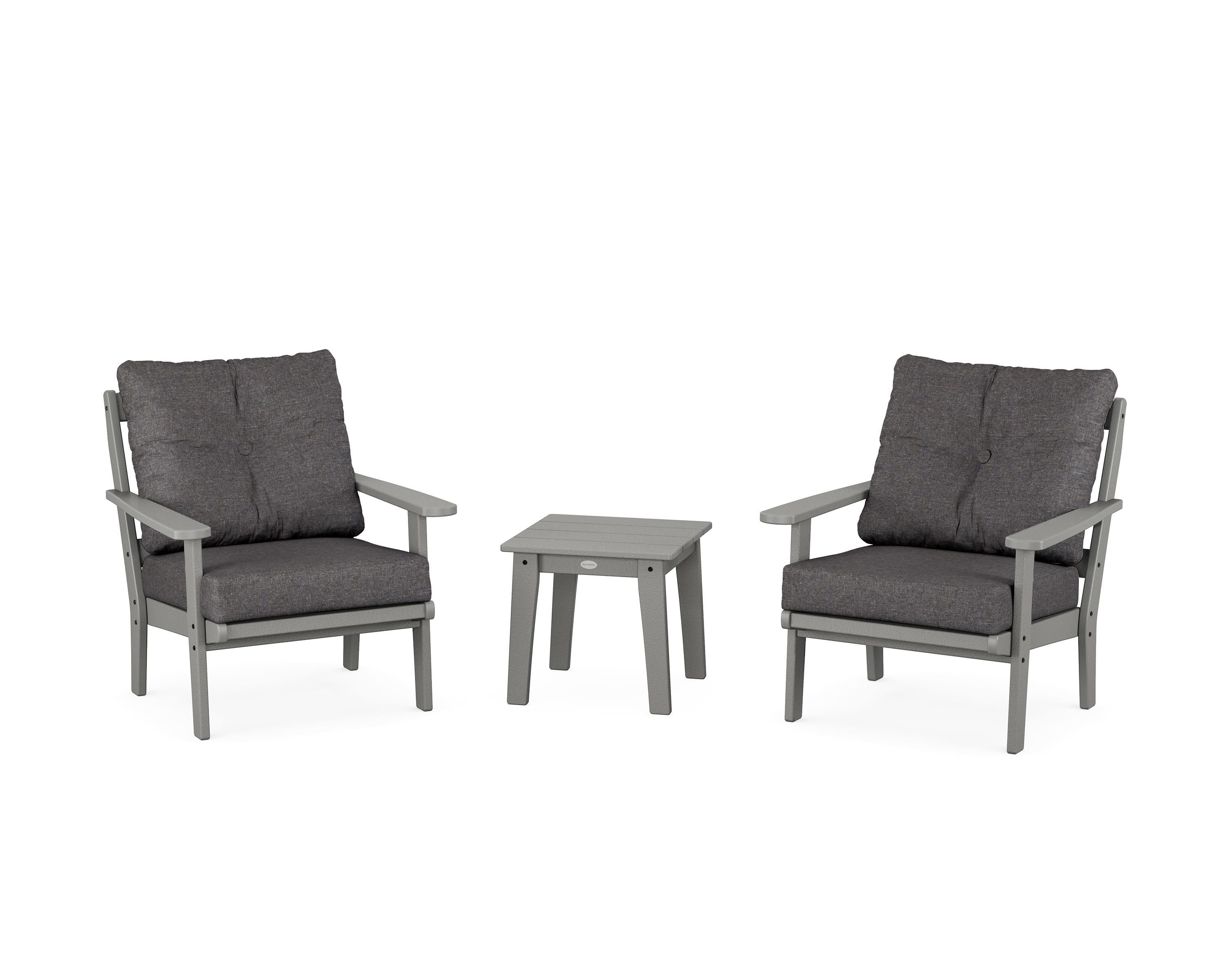 POLYWOOD Mission 3-Piece Deep Seating Set in Slate Grey / Ash Charcoal