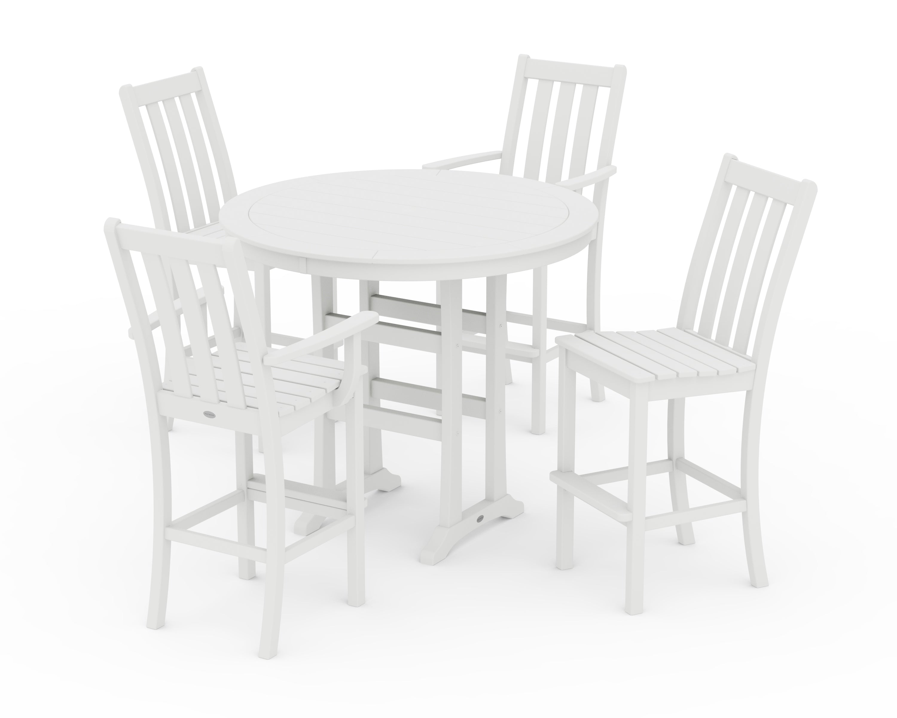 POLYWOOD Vineyard 5-Piece Nautical Trestle Bar Set in White